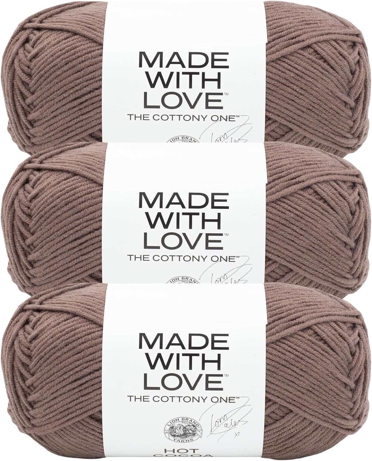 image:imageLion Brand Yarn Tom Daley Made with Love The Cottony One Yarn for Crocheting Knitting and Crafts Red Red Wine 1 Pack Tom Daley Made With Love Cotton Acrylic Yarn for Knitting Crochet Crafts Worsted Fiber for Soft Blankets Hats SweatersHot Cocoa