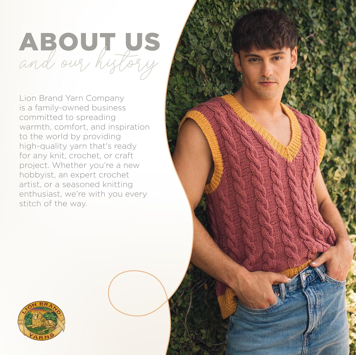 image:imageLion Brand Yarn Tom Daley Made with Love The Cottony One Yarn for Crocheting Knitting and Crafts Red Red Wine 1 Pack Tom Daley Made With Love Cotton Acrylic Yarn for Knitting Crochet Crafts Worsted Fiber for Soft Blankets Hats SweatersLychee White