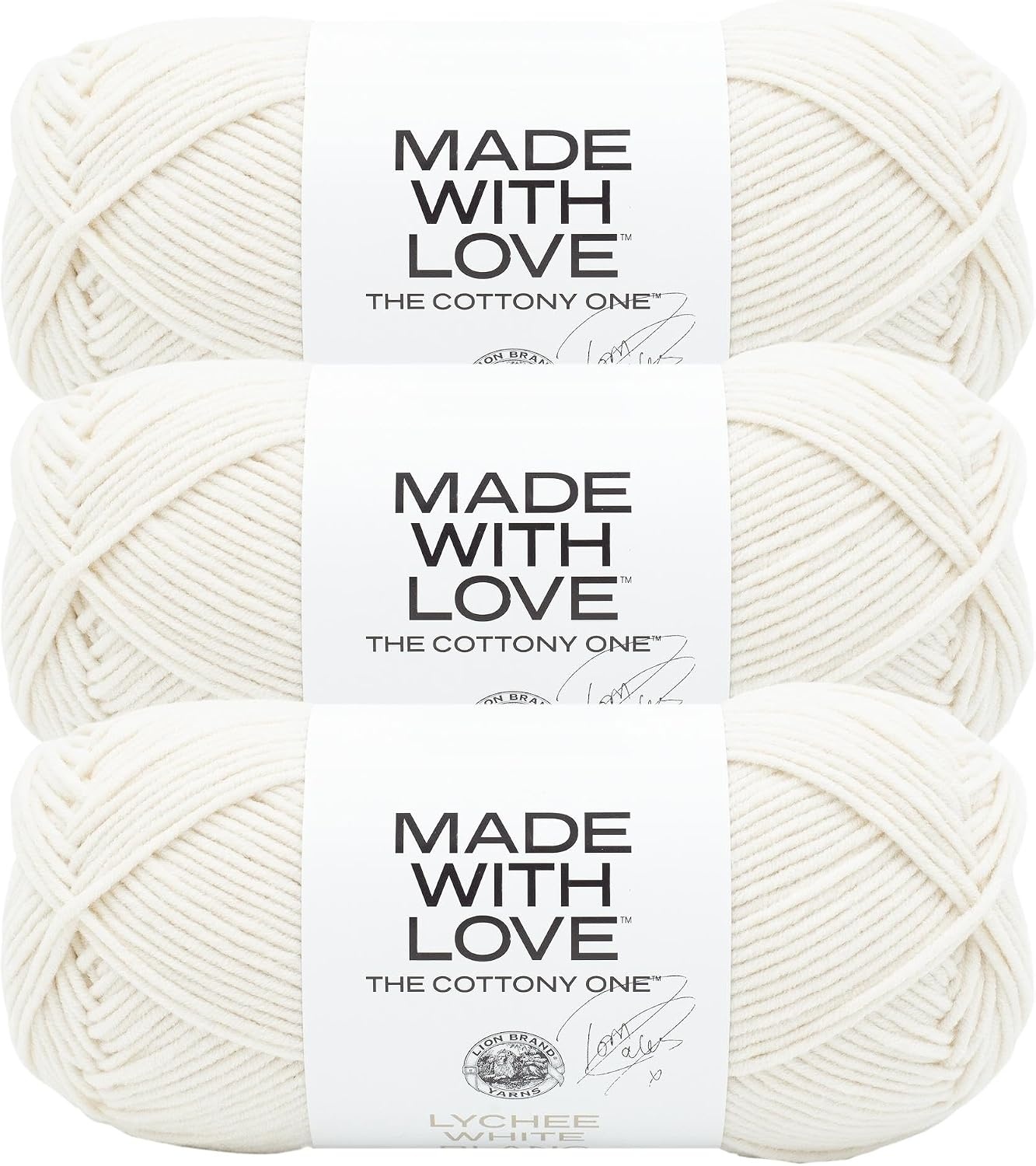 image:imageLion Brand Yarn Tom Daley Made with Love The Cottony One Yarn for Crocheting Knitting and Crafts Red Red Wine 1 Pack Tom Daley Made With Love Cotton Acrylic Yarn for Knitting Crochet Crafts Worsted Fiber for Soft Blankets Hats SweatersLychee White