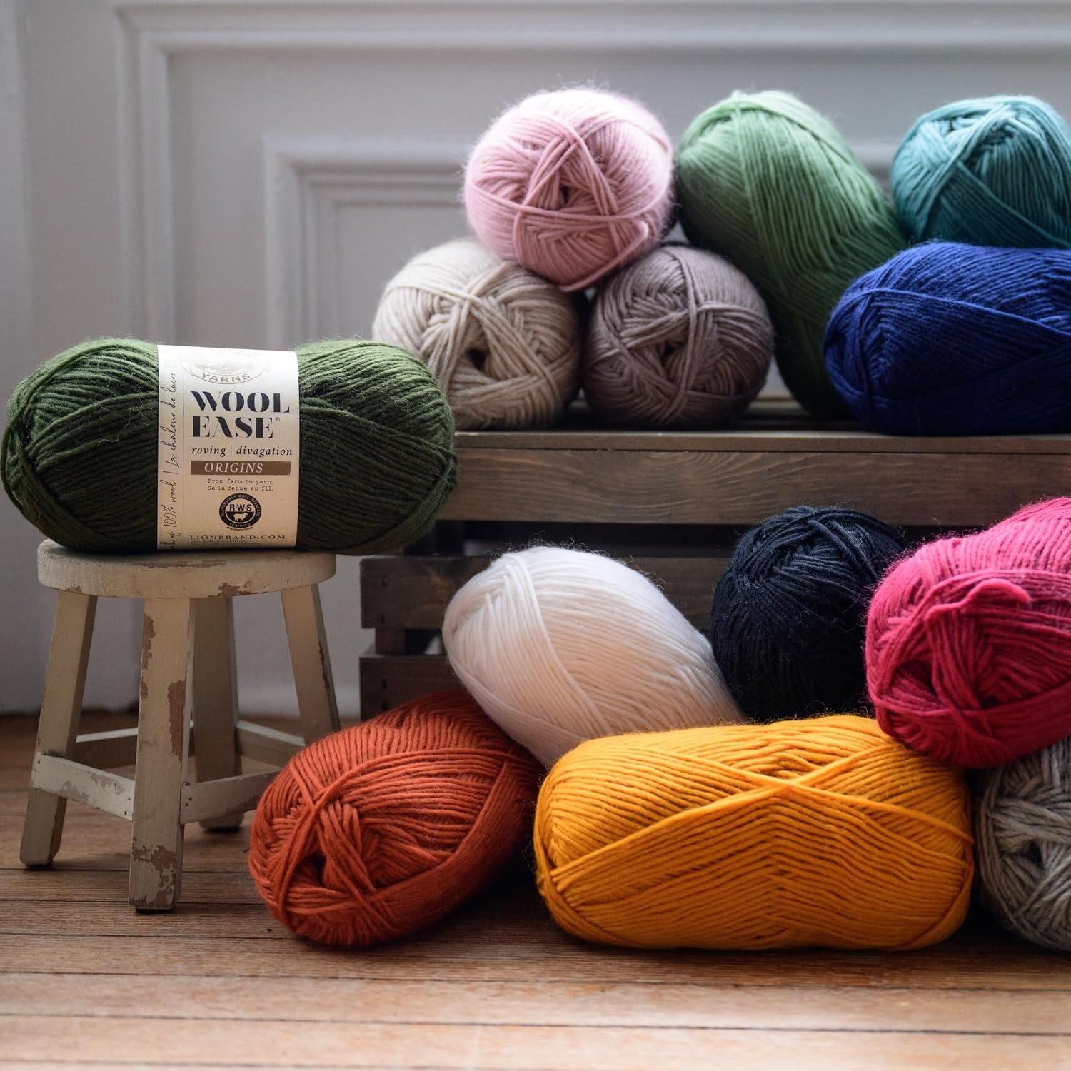 image:imageLion Brand Yarn WoolEase Roving Origins 100 Wool Yarn for Knitting and Crochet Cream 3 PackMushroom