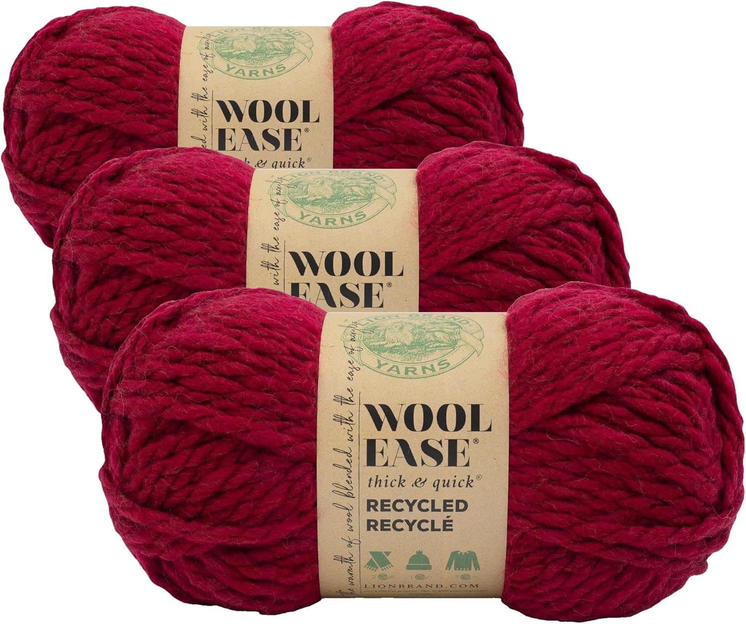 image:imageLion Brand Yarn WoolEase TampQ Recycled Bulky Yarn for Crochet Cream 1 PackBurgundy