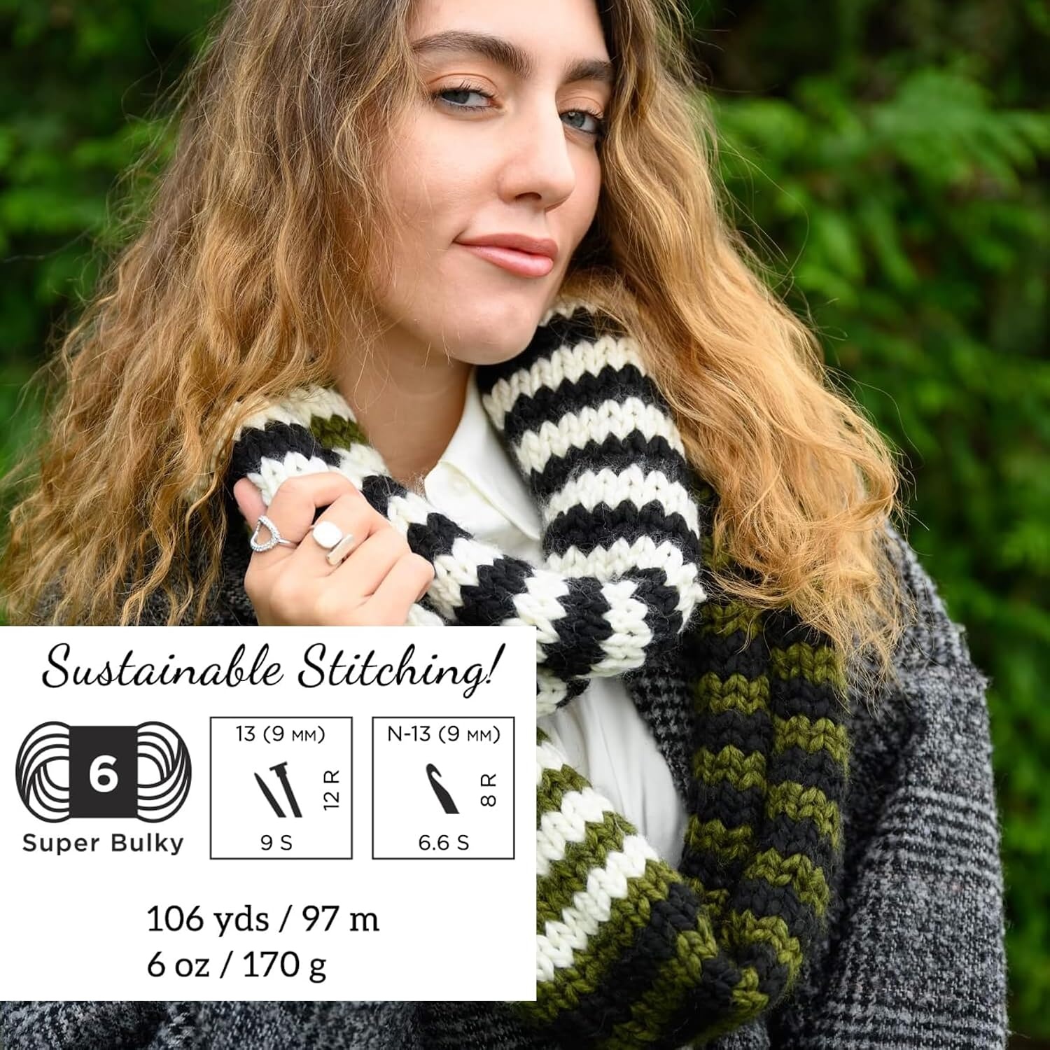 image:imageLion Brand Yarn WoolEase TampQ Recycled Bulky Yarn for Crochet Cream 1 PackGrey