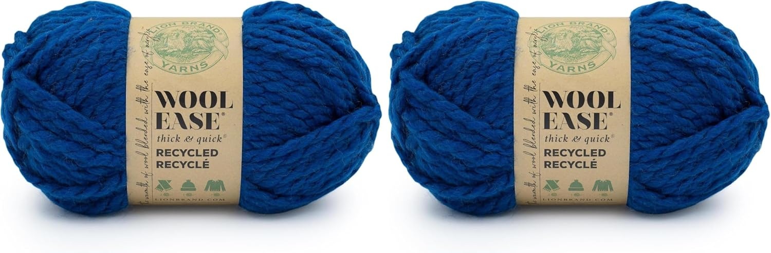 image:imageLion Brand Yarn WoolEase TampQ Recycled Bulky Yarn for Crochet Cream 1 PackRoyal Blue