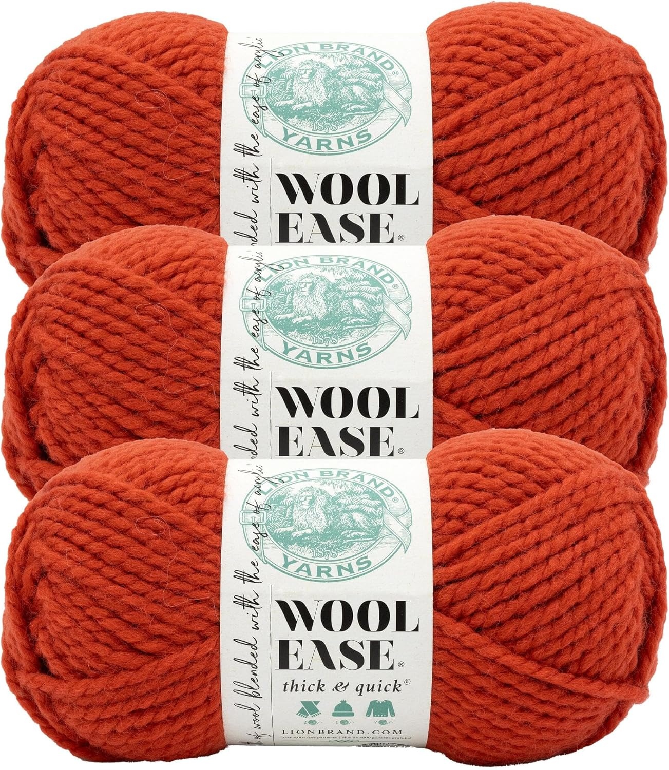 image:imageLion Brand Yarn WoolEase Thick amp Quick Yarn Celebration White 3 Pack Super Bulky Wool Acrylic Blend Fiber for Soft Hats Sweaters Chunky Blankets Yarn for Crochet Knitting Crafts WeavingSpicy