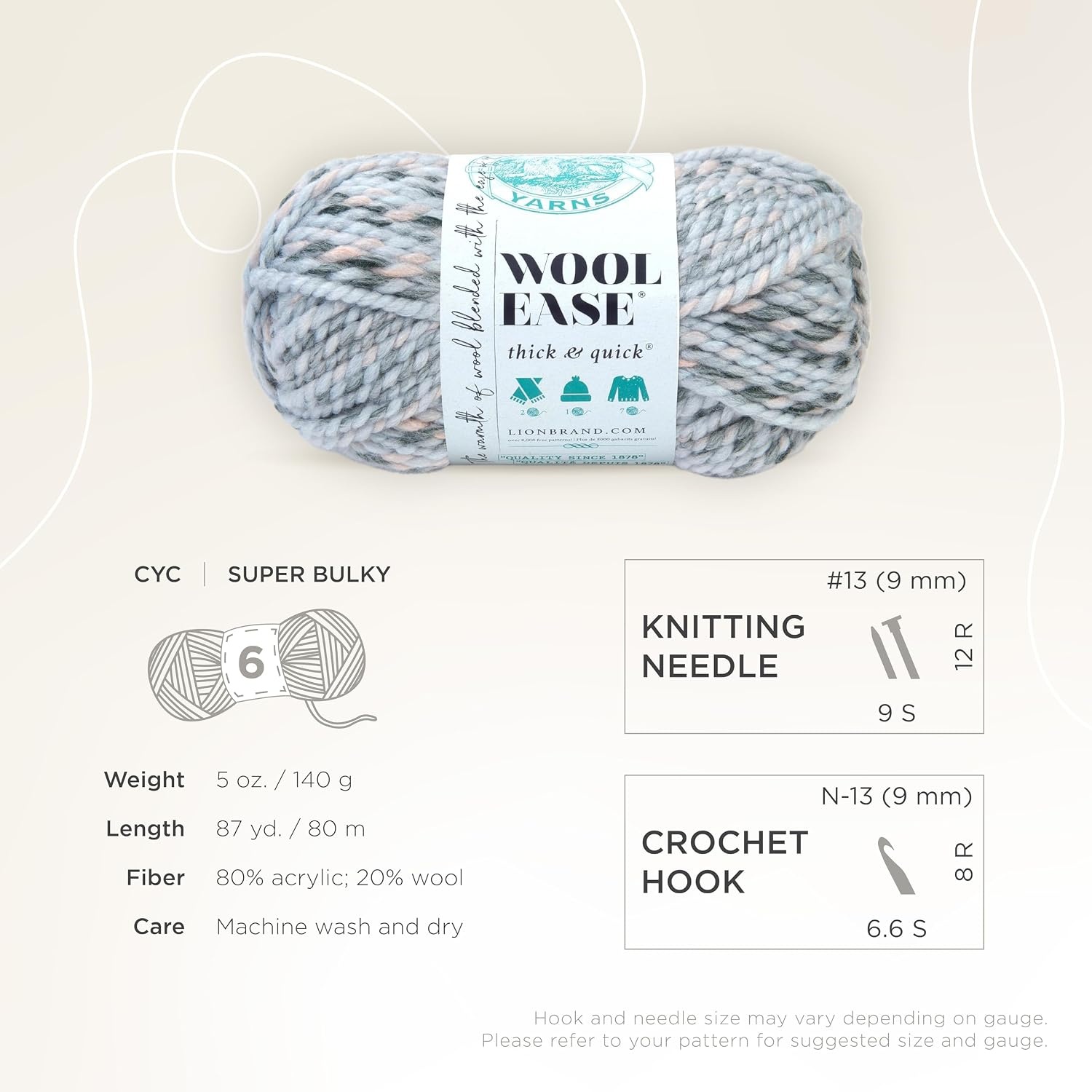 image:imageLion Brand Yarn WoolEase Thick amp Quick Yarn Celebration White 3 Pack Super Bulky Wool Acrylic Blend Fiber for Soft Hats Sweaters Chunky Blankets Yarn for Crochet Knitting Crafts WeavingArctic Ice