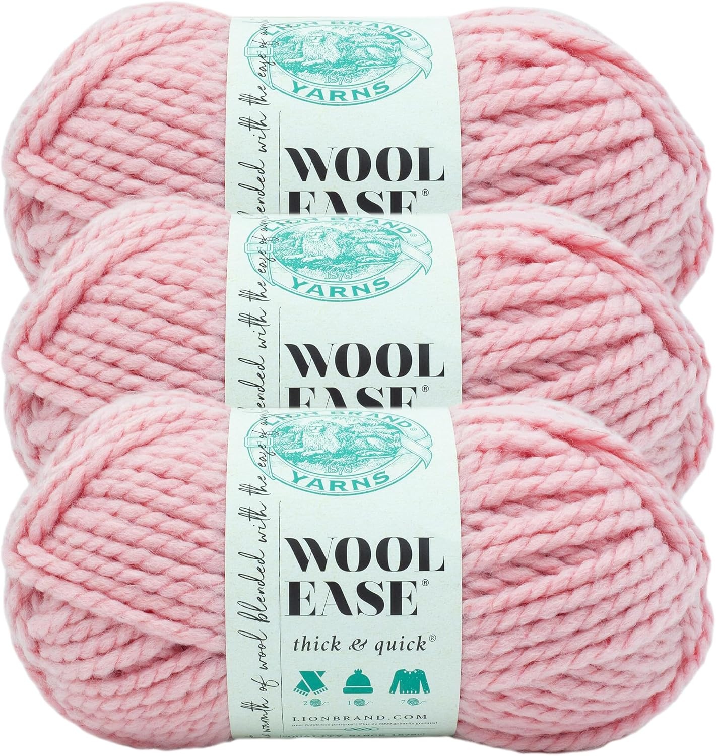 image:imageLion Brand Yarn WoolEase Thick amp Quick Yarn Celebration White 3 Pack Super Bulky Wool Acrylic Blend Fiber for Soft Hats Sweaters Chunky Blankets Yarn for Crochet Knitting Crafts WeavingRouge