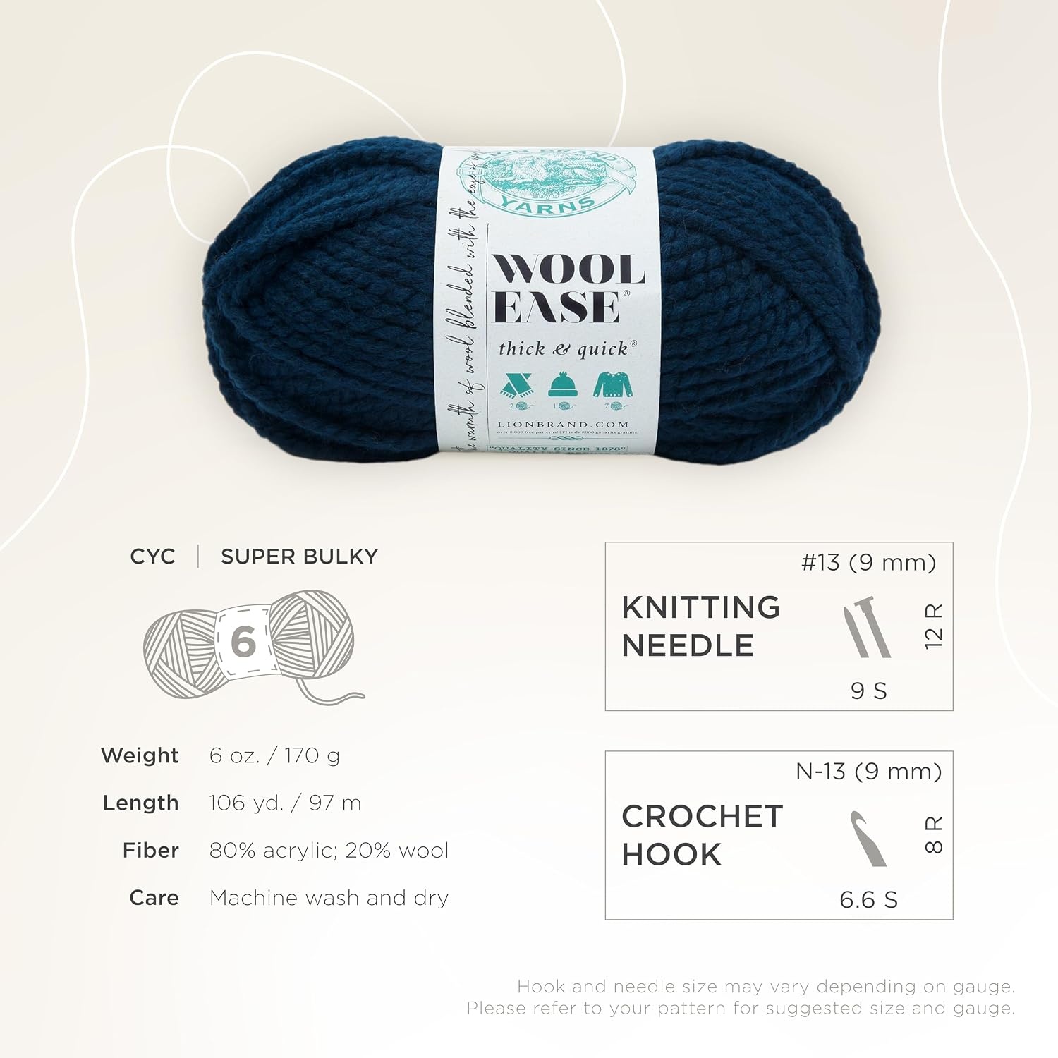 image:imageLion Brand Yarn WoolEase Thick amp Quick Yarn Celebration White 3 Pack Super Bulky Wool Acrylic Blend Fiber for Soft Hats Sweaters Chunky Blankets Yarn for Crochet Knitting Crafts WeavingPetrol Blue