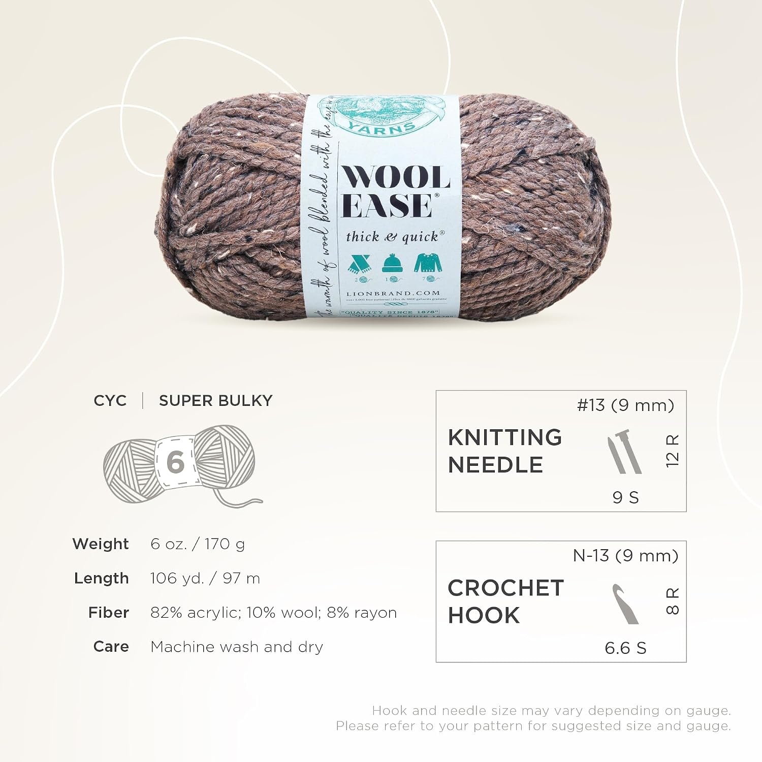 image:imageLion Brand Yarn WoolEase Thick amp Quick Yarn Celebration White 3 Pack Super Bulky Wool Acrylic Blend Fiber for Soft Hats Sweaters Chunky Blankets Yarn for Crochet Knitting Crafts WeavingBarley