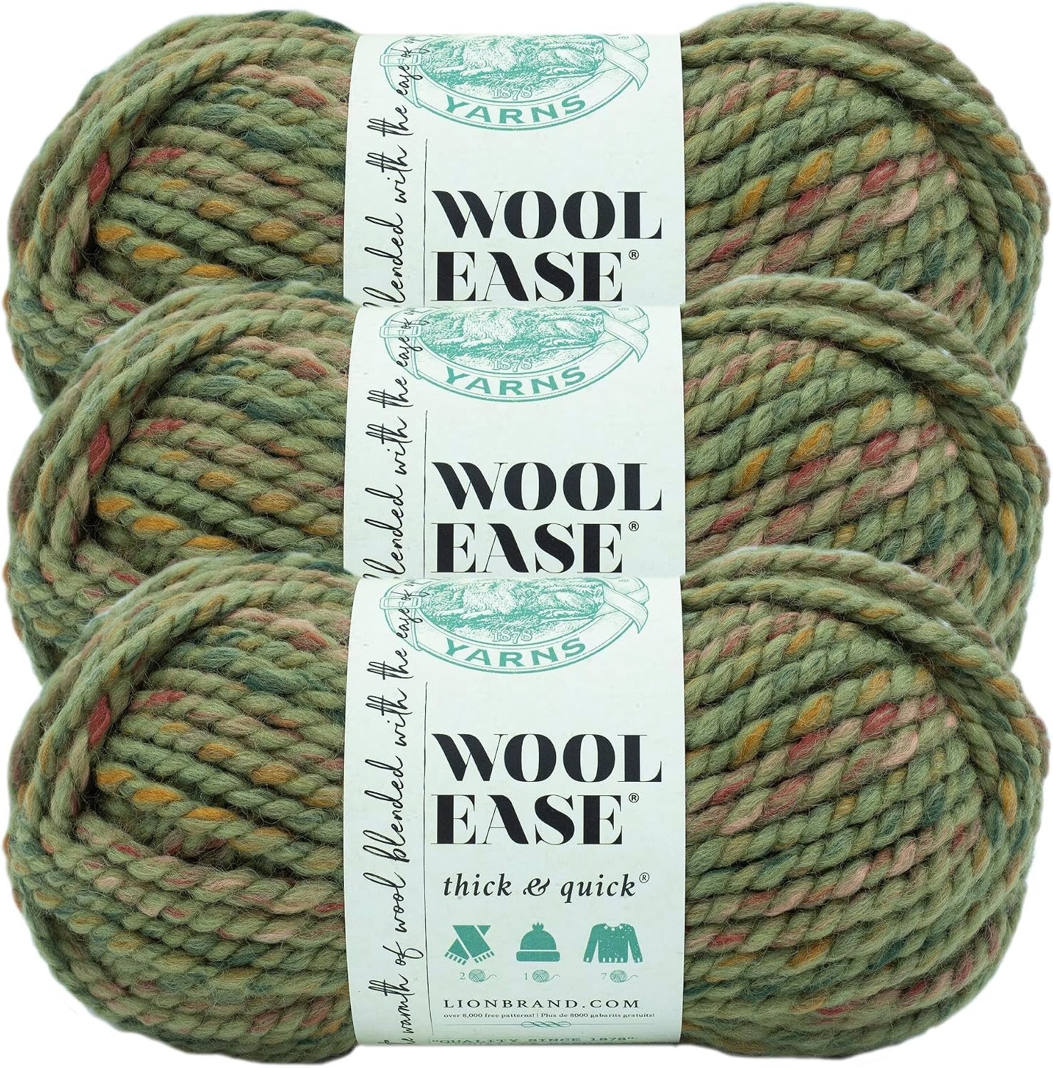 image:imageLion Brand Yarn WoolEase Thick amp Quick Yarn Celebration White 3 Pack Super Bulky Wool Acrylic Blend Fiber for Soft Hats Sweaters Chunky Blankets Yarn for Crochet Knitting Crafts WeavingMarsh