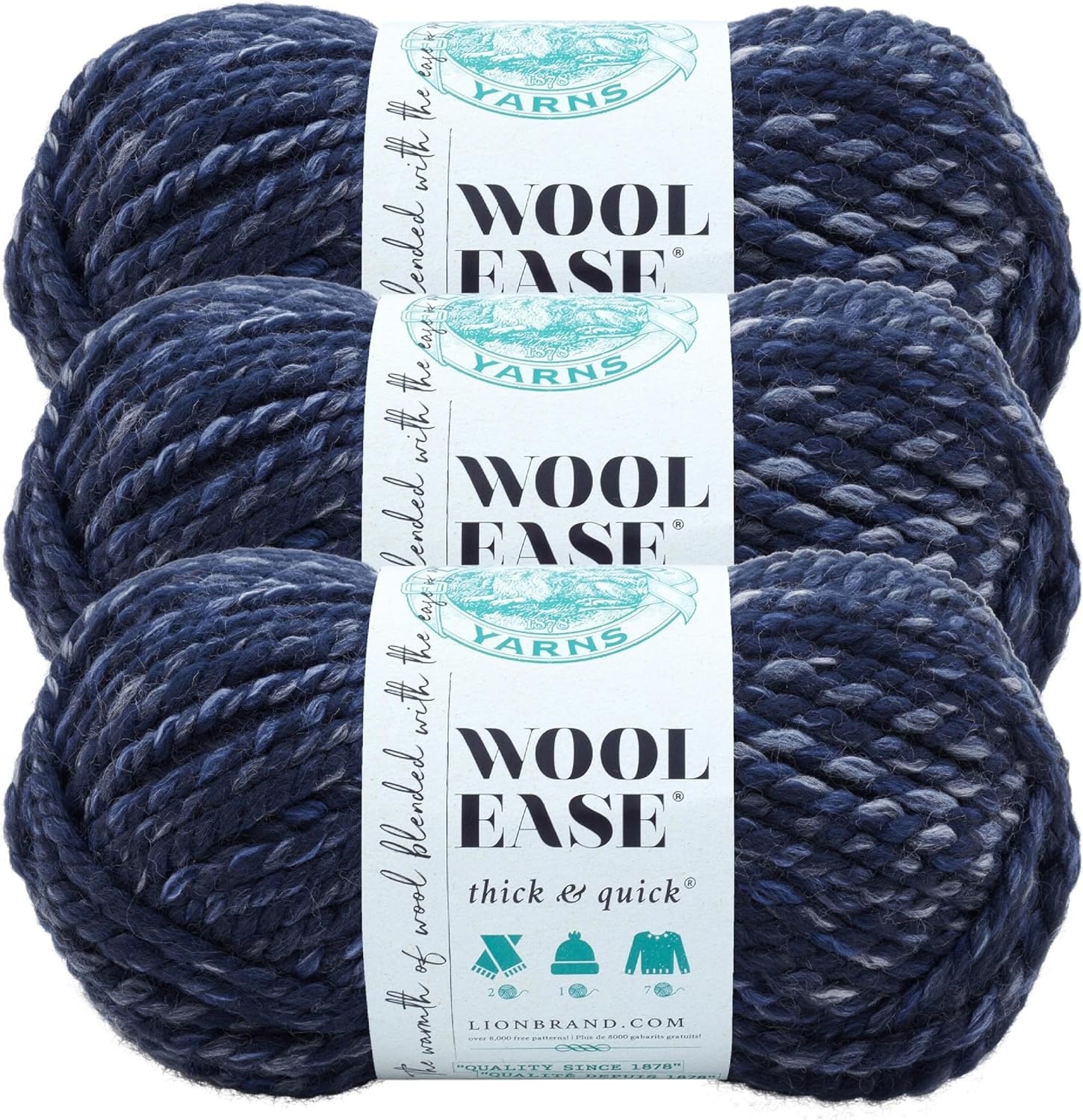 image:imageLion Brand Yarn WoolEase Thick amp Quick Yarn Celebration White 3 Pack Super Bulky Wool Acrylic Blend Fiber for Soft Hats Sweaters Chunky Blankets Yarn for Crochet Knitting Crafts WeavingRiver Run