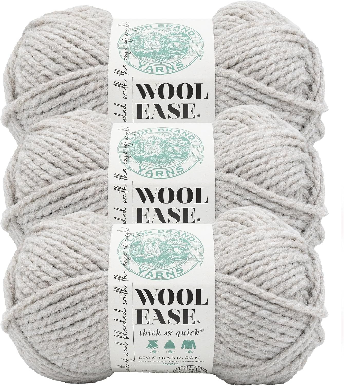 image:imageLion Brand Yarn WoolEase Thick amp Quick Yarn Celebration White 3 Pack Super Bulky Wool Acrylic Blend Fiber for Soft Hats Sweaters Chunky Blankets Yarn for Crochet Knitting Crafts WeavingParchment
