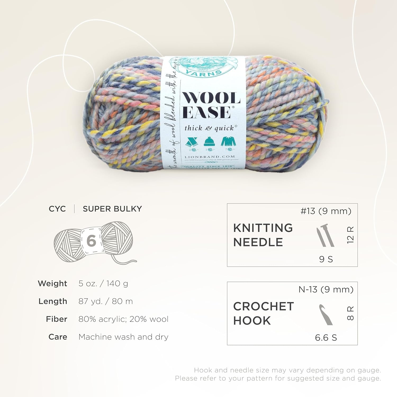 image:imageLion Brand Yarn WoolEase Thick amp Quick Yarn Celebration White 3 Pack Super Bulky Wool Acrylic Blend Fiber for Soft Hats Sweaters Chunky Blankets Yarn for Crochet Knitting Crafts WeavingDreamcatcher