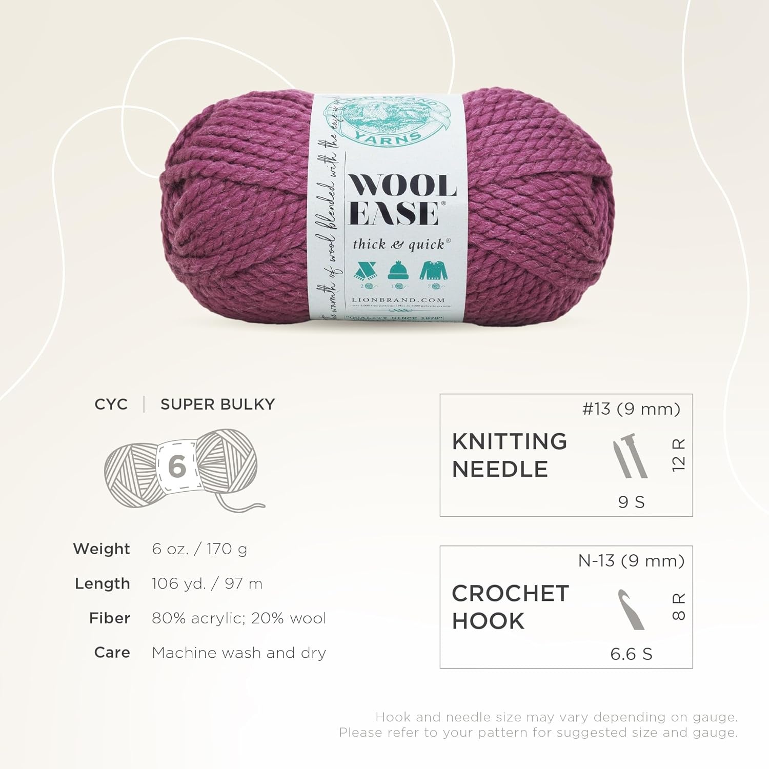 image:imageLion Brand Yarn WoolEase Thick amp Quick Yarn Celebration White 3 Pack Super Bulky Wool Acrylic Blend Fiber for Soft Hats Sweaters Chunky Blankets Yarn for Crochet Knitting Crafts WeavingFig