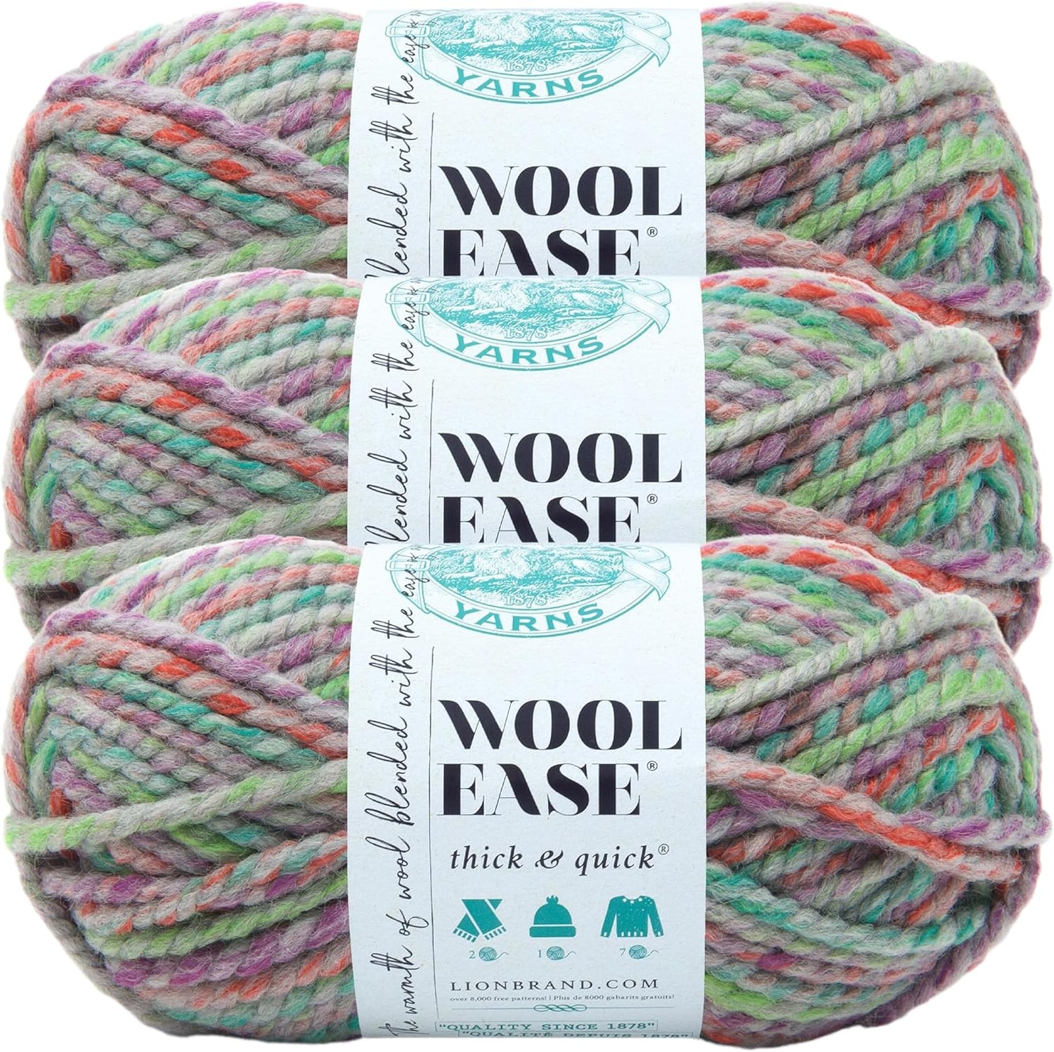 image:imageLion Brand Yarn WoolEase Thick amp Quick Yarn Celebration White 3 Pack Super Bulky Wool Acrylic Blend Fiber for Soft Hats Sweaters Chunky Blankets Yarn for Crochet Knitting Crafts WeavingEden