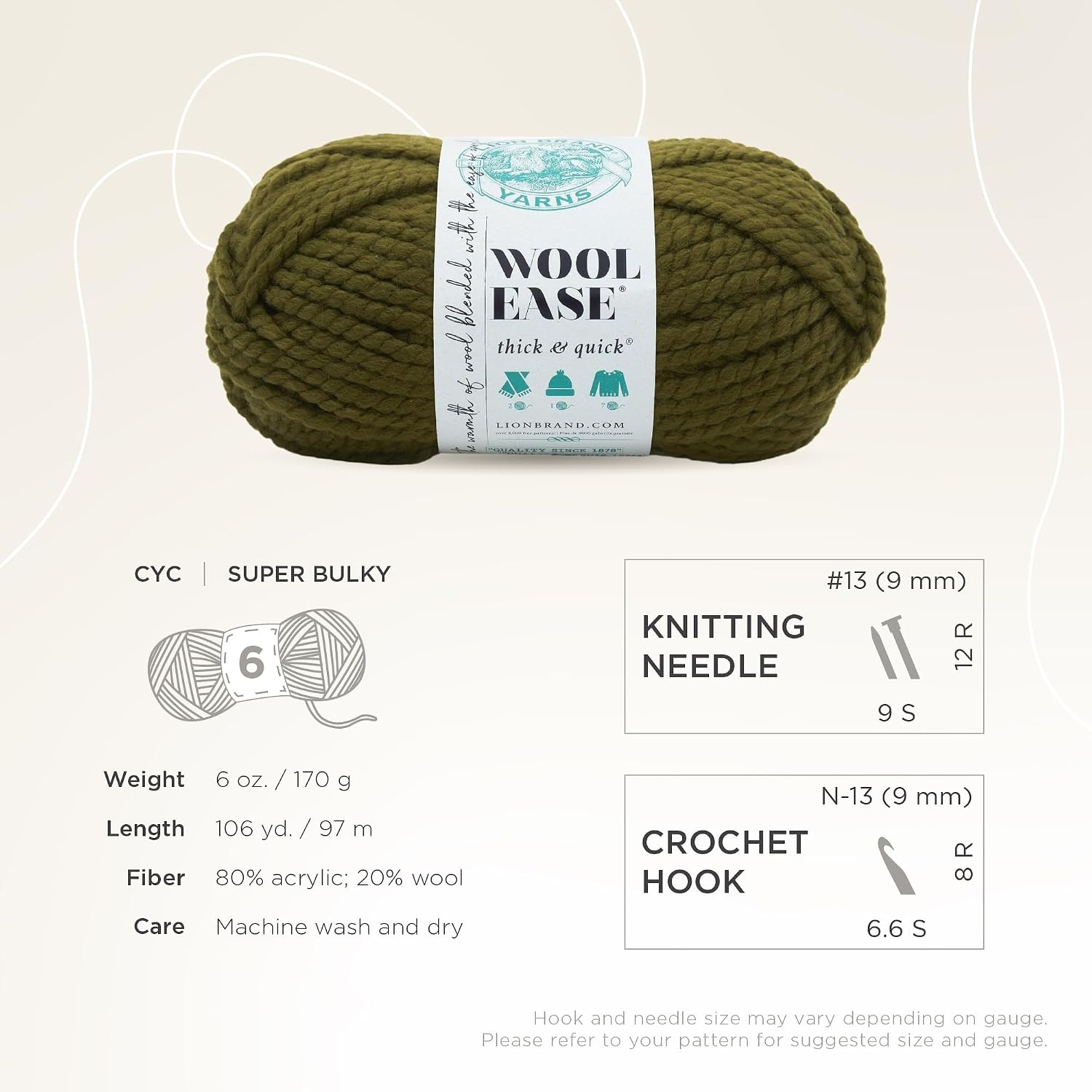 image:imageLion Brand Yarn WoolEase Thick amp Quick Yarn Celebration White 3 Pack Super Bulky Wool Acrylic Blend Fiber for Soft Hats Sweaters Chunky Blankets Yarn for Crochet Knitting Crafts WeavingCilantro