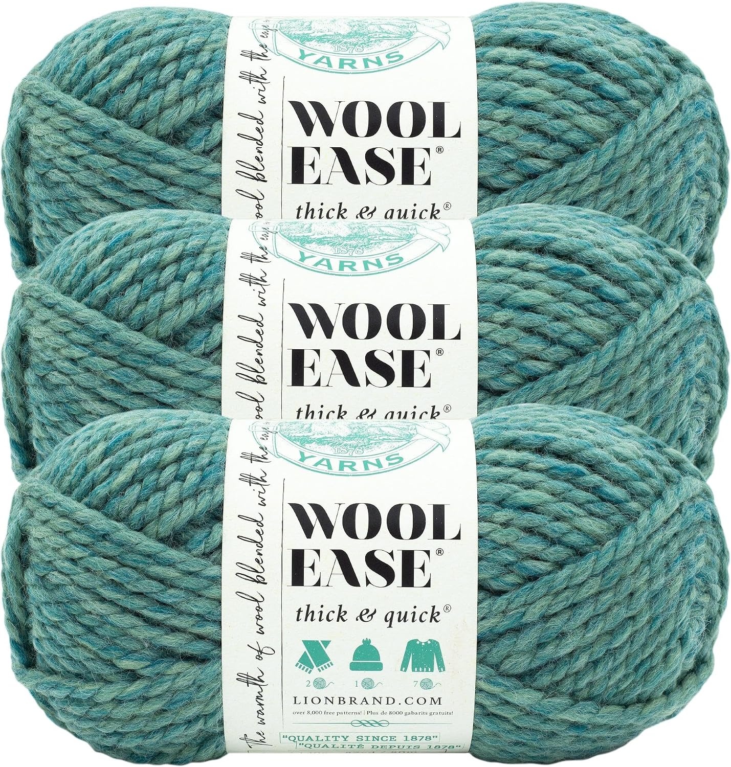 image:imageLion Brand Yarn WoolEase Thick amp Quick Yarn Celebration White 3 Pack Super Bulky Wool Acrylic Blend Fiber for Soft Hats Sweaters Chunky Blankets Yarn for Crochet Knitting Crafts WeavingHydro