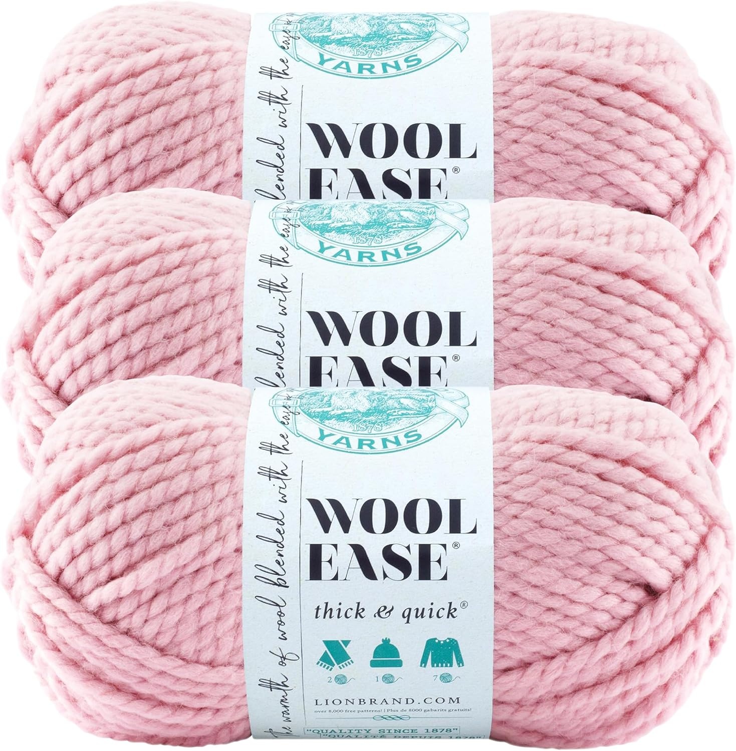 image:imageLion Brand Yarn WoolEase Thick amp Quick Yarn Celebration White 3 Pack Super Bulky Wool Acrylic Blend Fiber for Soft Hats Sweaters Chunky Blankets Yarn for Crochet Knitting Crafts WeavingBlossom