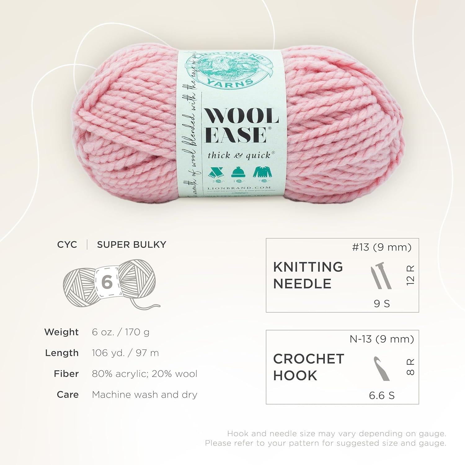 image:imageLion Brand Yarn WoolEase Thick amp Quick Yarn Celebration White 3 Pack Super Bulky Wool Acrylic Blend Fiber for Soft Hats Sweaters Chunky Blankets Yarn for Crochet Knitting Crafts WeavingRouge