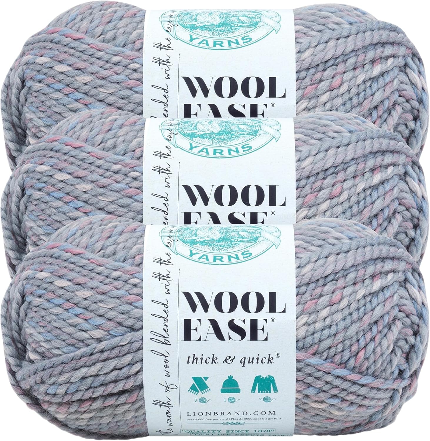 image:imageLion Brand Yarn WoolEase Thick amp Quick Yarn Celebration White 3 Pack Super Bulky Wool Acrylic Blend Fiber for Soft Hats Sweaters Chunky Blankets Yarn for Crochet Knitting Crafts WeavingStorm Front