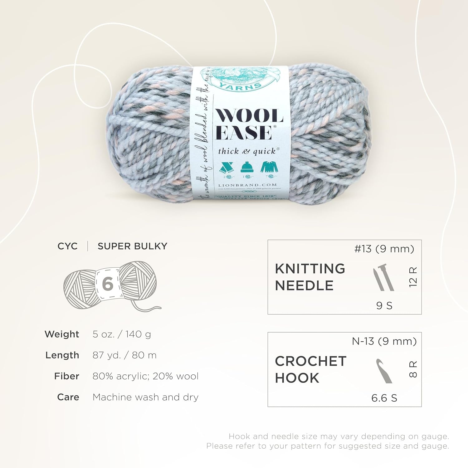 image:imageLion Brand Yarn WoolEase Thick amp Quick Yarn Celebration White 3 Pack Super Bulky Wool Acrylic Blend Fiber for Soft Hats Sweaters Chunky Blankets Yarn for Crochet Knitting Crafts WeavingArctic Ice