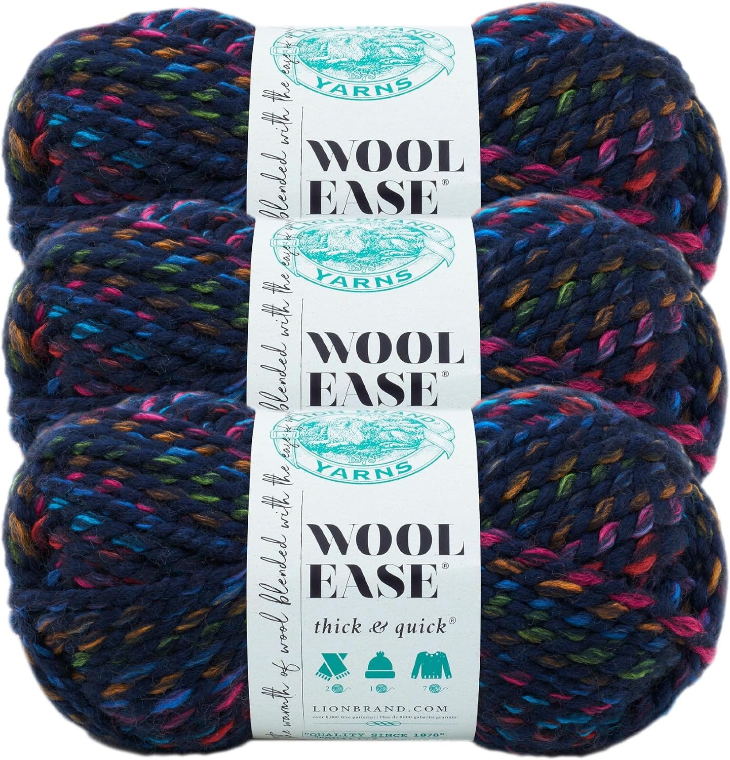image:imageLion Brand Yarn WoolEase Thick amp Quick Yarn Celebration White 3 Pack Super Bulky Wool Acrylic Blend Fiber for Soft Hats Sweaters Chunky Blankets Yarn for Crochet Knitting Crafts WeavingCity Lights