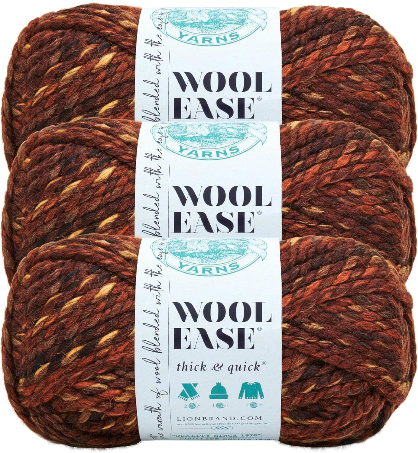 image:imageLion Brand Yarn WoolEase Thick amp Quick Yarn Celebration White 3 Pack Super Bulky Wool Acrylic Blend Fiber for Soft Hats Sweaters Chunky Blankets Yarn for Crochet Knitting Crafts WeavingSequoia