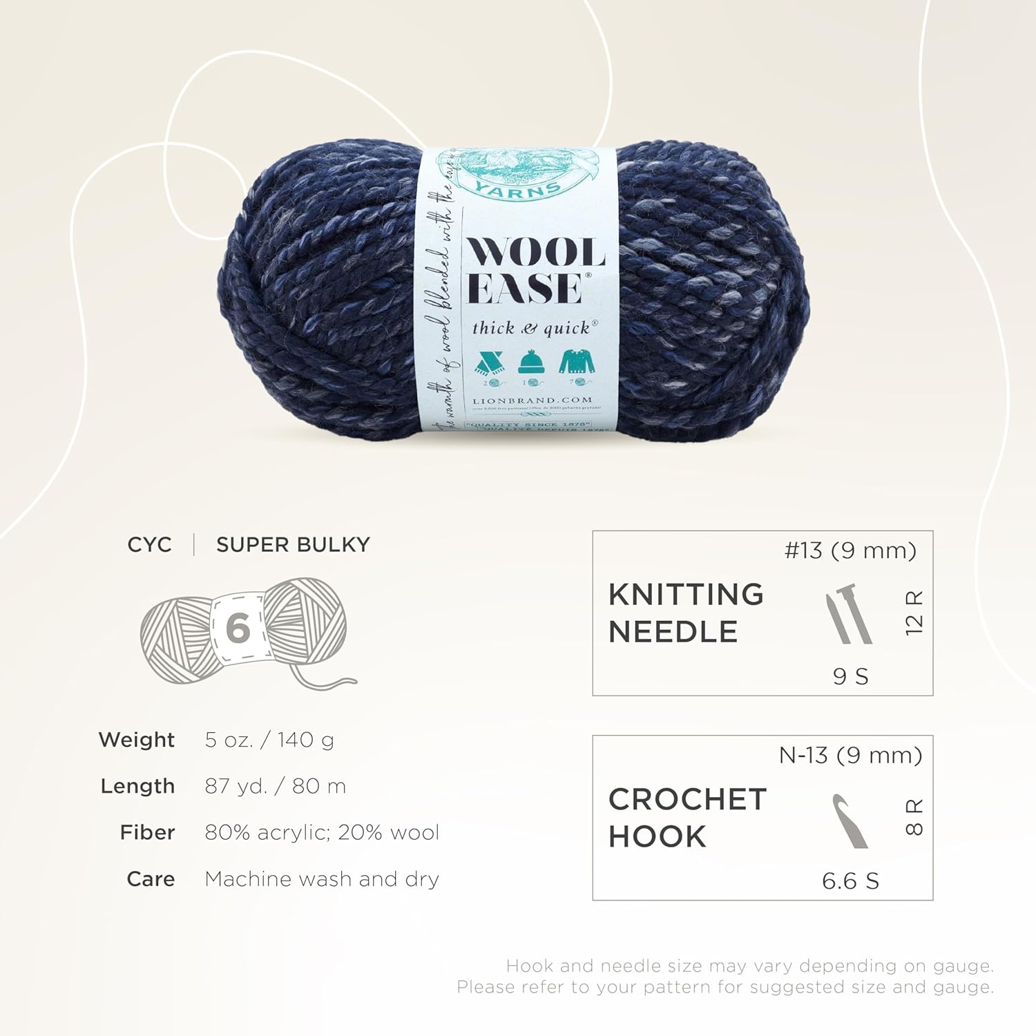 image:imageLion Brand Yarn WoolEase Thick amp Quick Yarn Celebration White 3 Pack Super Bulky Wool Acrylic Blend Fiber for Soft Hats Sweaters Chunky Blankets Yarn for Crochet Knitting Crafts WeavingRiver Run