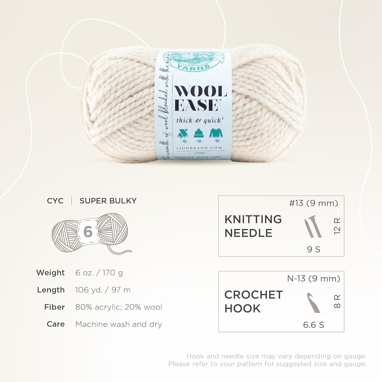 image:imageLion Brand Yarn WoolEase Thick amp Quick Yarn Celebration White 3 Pack Super Bulky Wool Acrylic Blend Fiber for Soft Hats Sweaters Chunky Blankets Yarn for Crochet Knitting Crafts WeavingFisherman