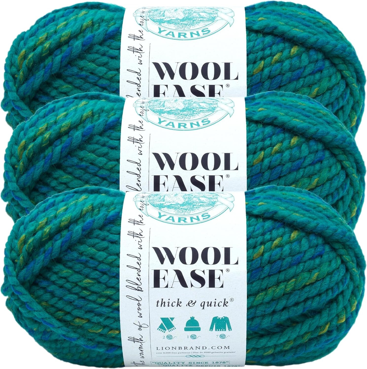 image:imageLion Brand Yarn WoolEase Thick amp Quick Yarn Celebration White 3 Pack Super Bulky Wool Acrylic Blend Fiber for Soft Hats Sweaters Chunky Blankets Yarn for Crochet Knitting Crafts WeavingBluegrass