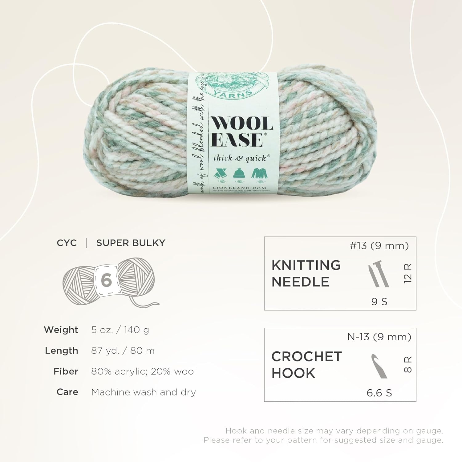 image:imageLion Brand Yarn WoolEase Thick amp Quick Yarn Celebration White 3 Pack Super Bulky Wool Acrylic Blend Fiber for Soft Hats Sweaters Chunky Blankets Yarn for Crochet Knitting Crafts WeavingSeashell