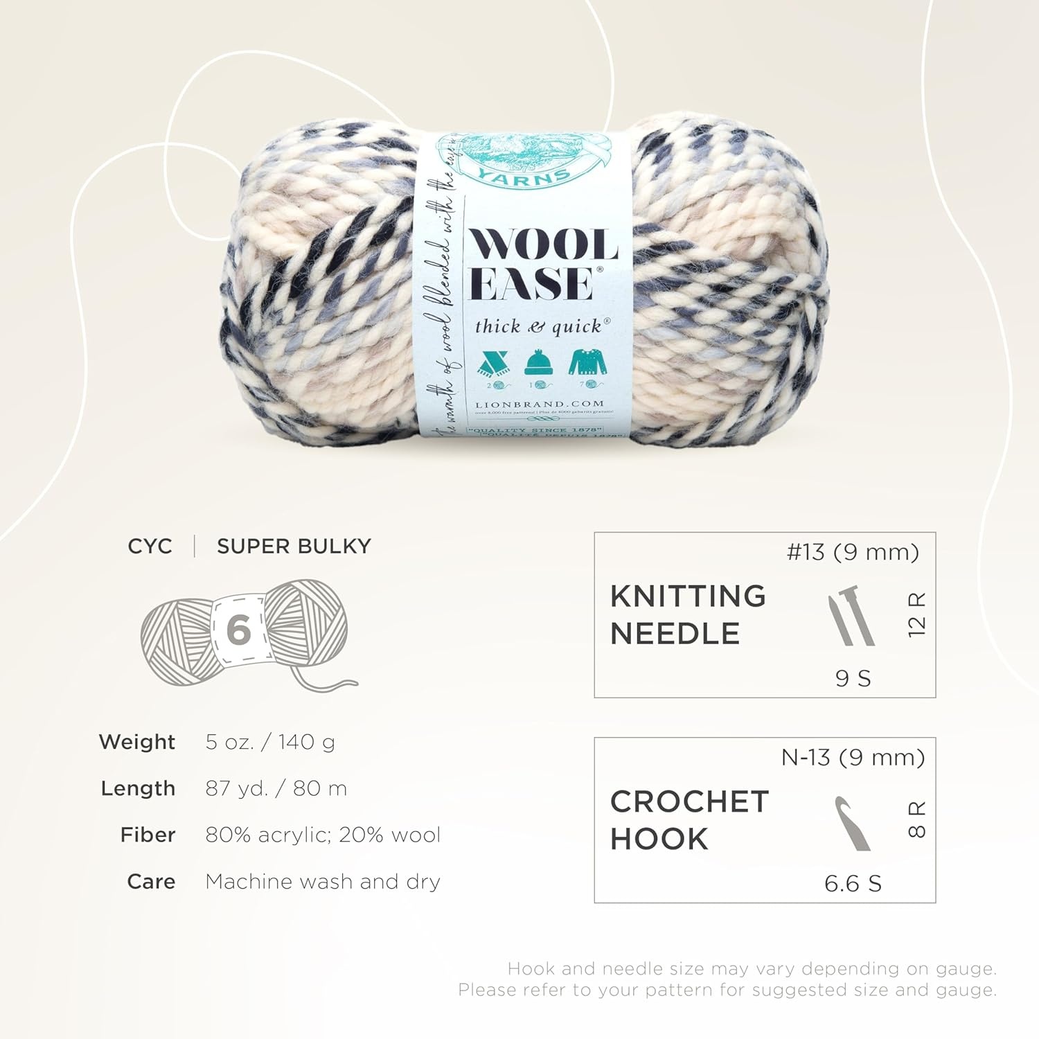 image:imageLion Brand Yarn WoolEase Thick amp Quick Yarn Celebration White 3 Pack Super Bulky Wool Acrylic Blend Fiber for Soft Hats Sweaters Chunky Blankets Yarn for Crochet Knitting Crafts WeavingMoonlight