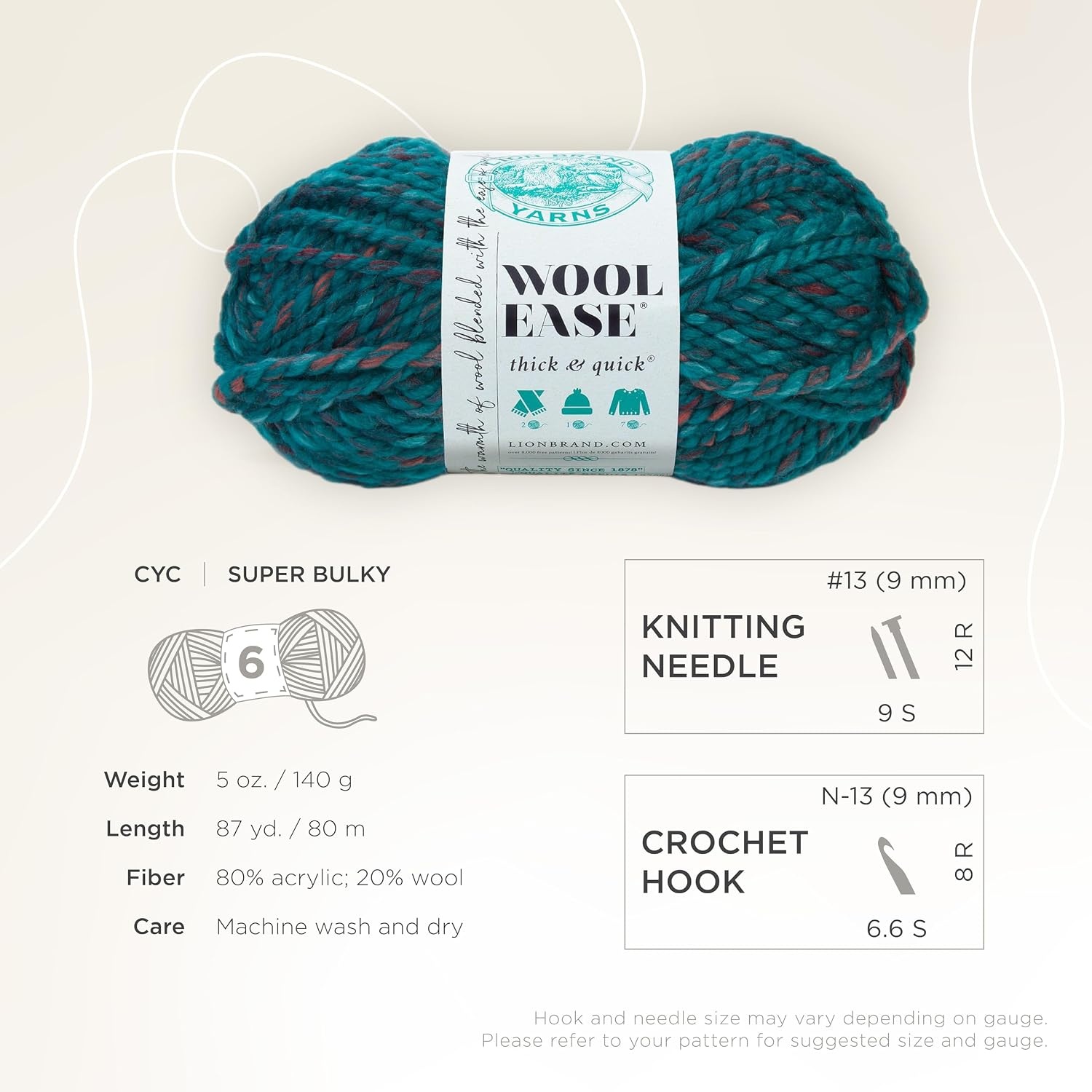 image:imageLion Brand Yarn WoolEase Thick amp Quick Yarn Celebration White 3 Pack Super Bulky Wool Acrylic Blend Fiber for Soft Hats Sweaters Chunky Blankets Yarn for Crochet Knitting Crafts WeavingDeep Lagoon