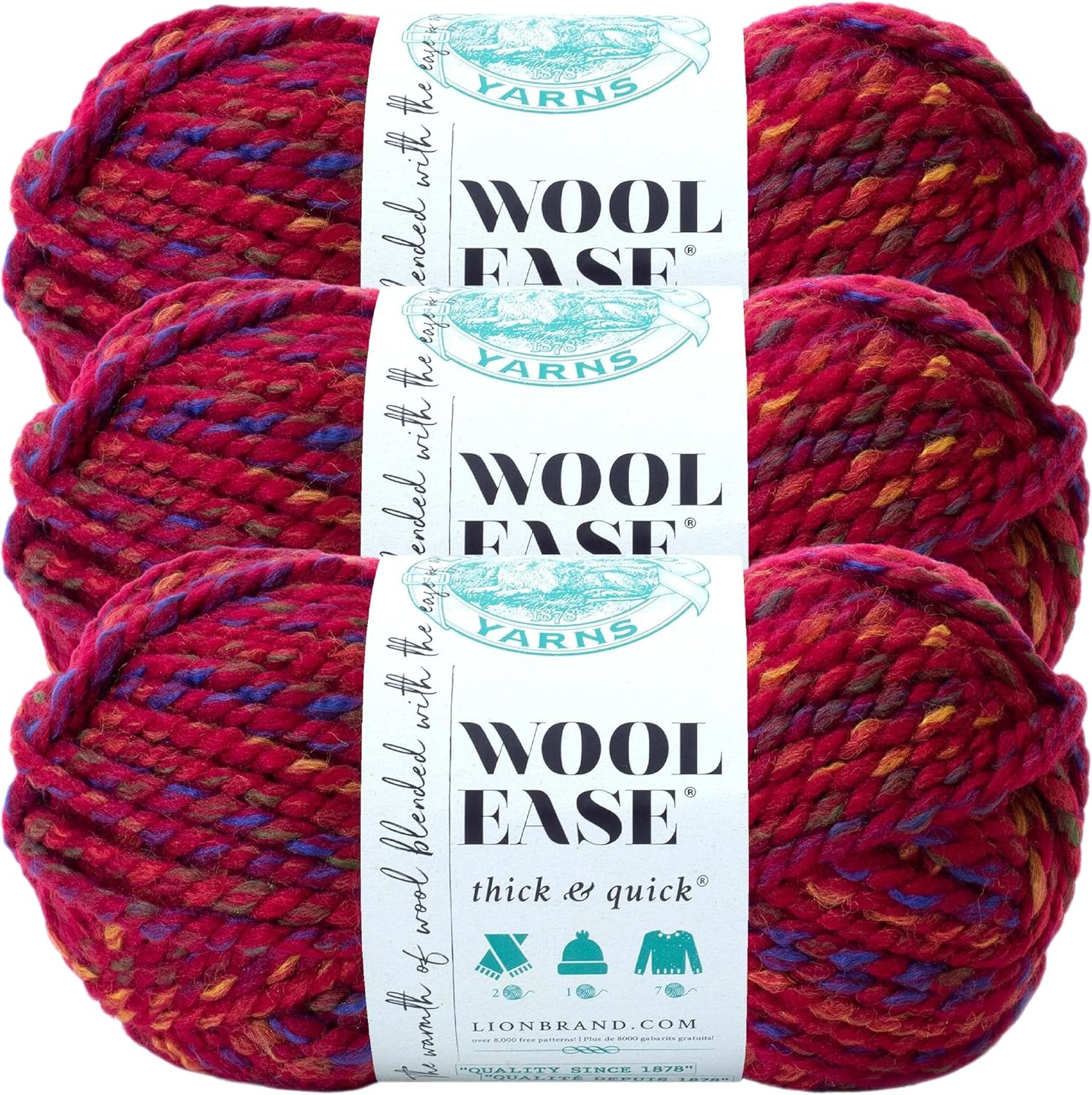 image:imageLion Brand Yarn WoolEase Thick amp Quick Yarn Celebration White 3 Pack Super Bulky Wool Acrylic Blend Fiber for Soft Hats Sweaters Chunky Blankets Yarn for Crochet Knitting Crafts WeavingCampfire