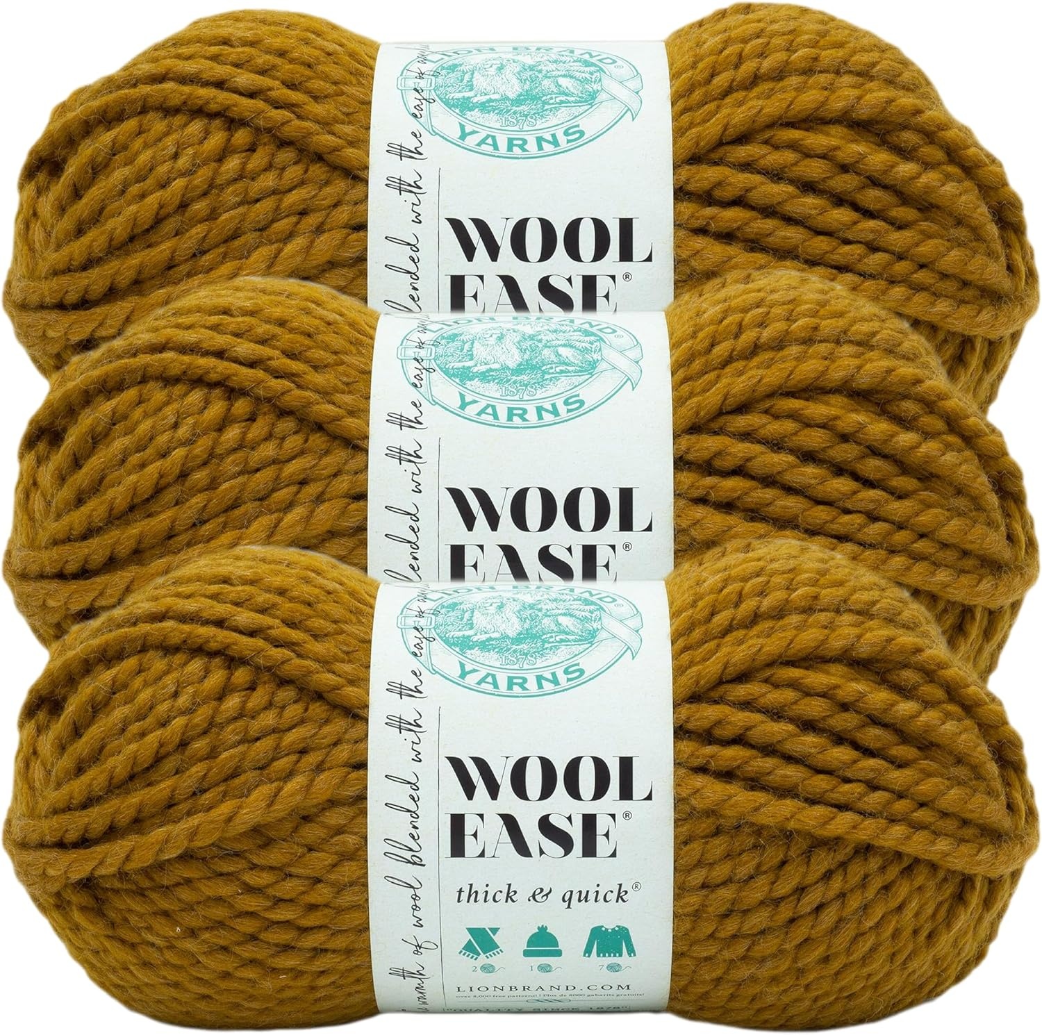 image:imageLion Brand Yarn WoolEase Thick amp Quick Yarn Celebration White 3 Pack Super Bulky Wool Acrylic Blend Fiber for Soft Hats Sweaters Chunky Blankets Yarn for Crochet Knitting Crafts WeavingFlax