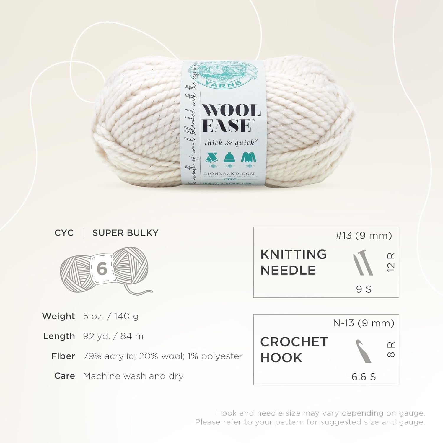 image:imageLion Brand Yarn WoolEase Thick amp Quick Yarn Celebration White 3 Pack Super Bulky Wool Acrylic Blend Fiber for Soft Hats Sweaters Chunky Blankets Yarn for Crochet Knitting Crafts WeavingStarlight
