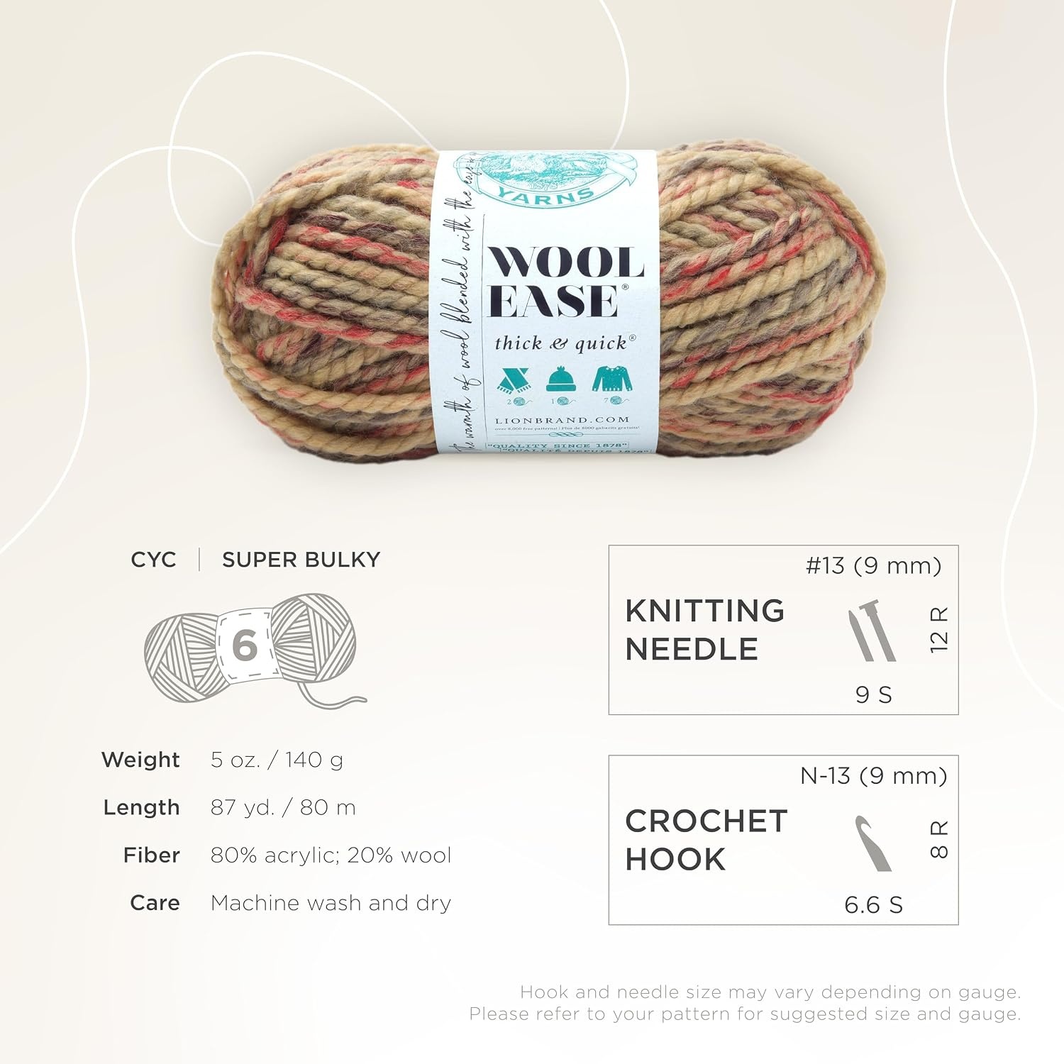 image:imageLion Brand Yarn WoolEase Thick amp Quick Yarn Celebration White 3 Pack Super Bulky Wool Acrylic Blend Fiber for Soft Hats Sweaters Chunky Blankets Yarn for Crochet Knitting Crafts WeavingJam Cookie