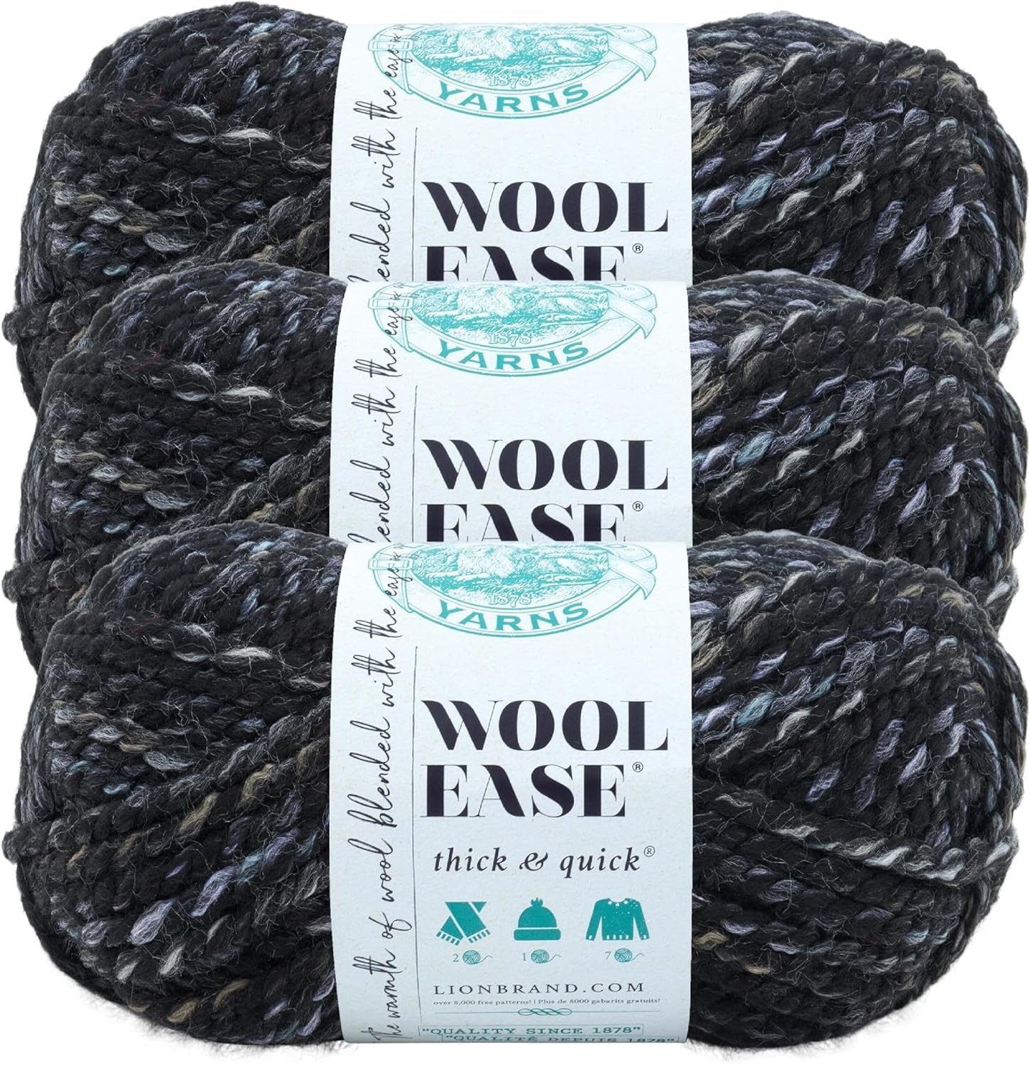 image:imageLion Brand Yarn WoolEase Thick amp Quick Yarn Celebration White 3 Pack Super Bulky Wool Acrylic Blend Fiber for Soft Hats Sweaters Chunky Blankets Yarn for Crochet Knitting Crafts WeavingMetropolis