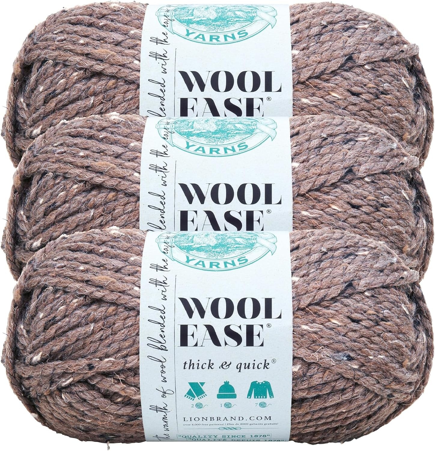 image:imageLion Brand Yarn WoolEase Thick amp Quick Yarn Celebration White 3 Pack Super Bulky Wool Acrylic Blend Fiber for Soft Hats Sweaters Chunky Blankets Yarn for Crochet Knitting Crafts WeavingBarley