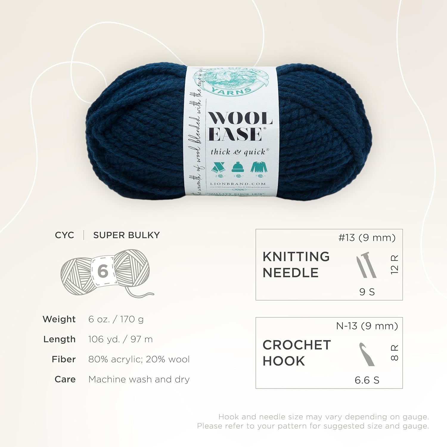 image:imageLion Brand Yarn WoolEase Thick amp Quick Yarn Celebration White 3 Pack Super Bulky Wool Acrylic Blend Fiber for Soft Hats Sweaters Chunky Blankets Yarn for Crochet Knitting Crafts WeavingPetrol Blue