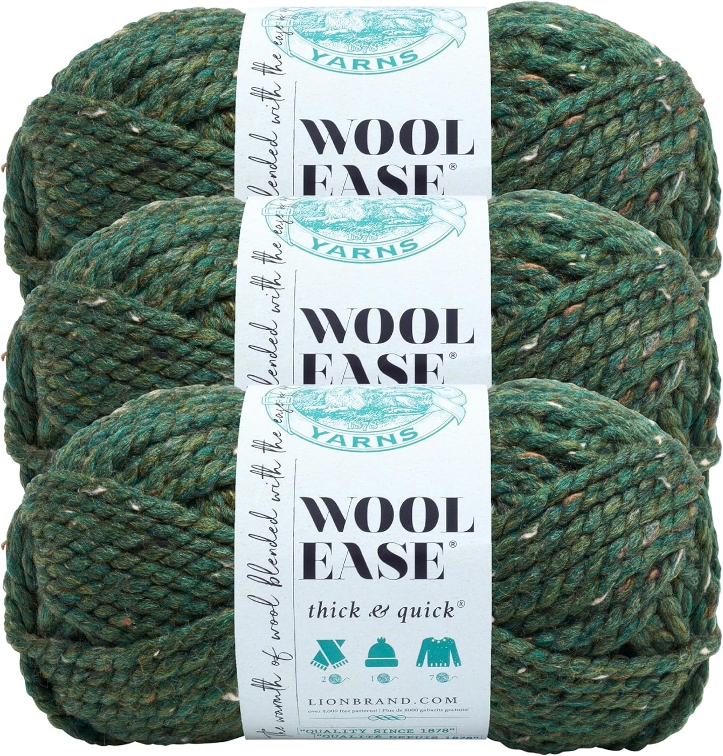 image:imageLion Brand Yarn WoolEase Thick amp Quick Yarn Celebration White 3 Pack Super Bulky Wool Acrylic Blend Fiber for Soft Hats Sweaters Chunky Blankets Yarn for Crochet Knitting Crafts WeavingKale