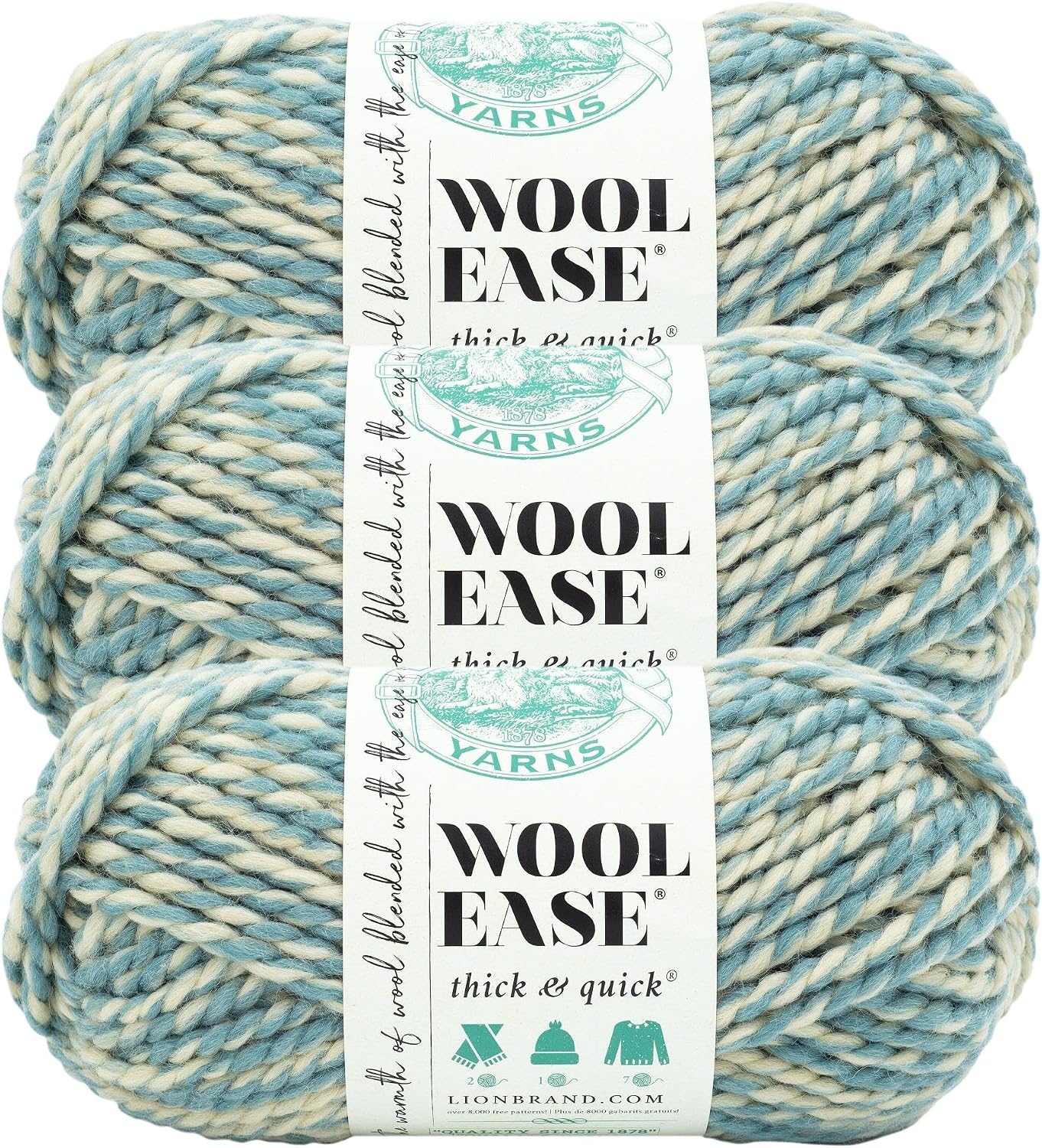 image:imageLion Brand Yarn WoolEase Thick amp Quick Yarn Celebration White 3 Pack Super Bulky Wool Acrylic Blend Fiber for Soft Hats Sweaters Chunky Blankets Yarn for Crochet Knitting Crafts WeavingRapids