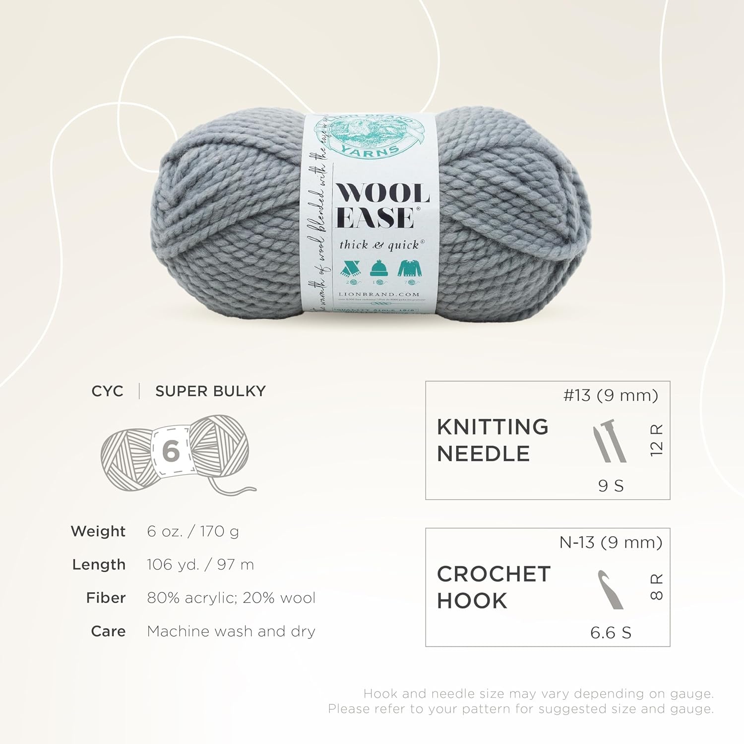 image:imageLion Brand Yarn WoolEase Thick amp Quick Yarn Celebration White 3 Pack Super Bulky Wool Acrylic Blend Fiber for Soft Hats Sweaters Chunky Blankets Yarn for Crochet Knitting Crafts WeavingSlate