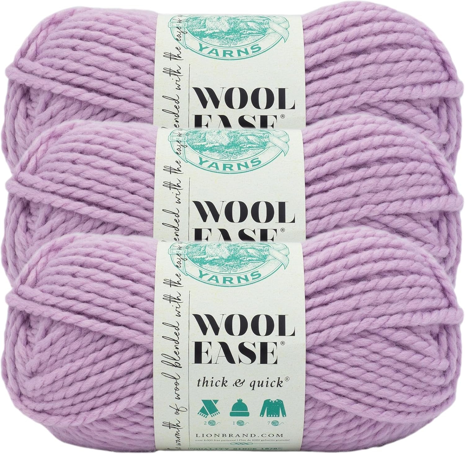 image:imageLion Brand Yarn WoolEase Thick amp Quick Yarn Celebration White 3 Pack Super Bulky Wool Acrylic Blend Fiber for Soft Hats Sweaters Chunky Blankets Yarn for Crochet Knitting Crafts WeavingFairy