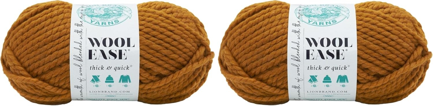 image:imageLion Brand Yarn WoolEase Thick amp Quick Yarn Celebration White 3 Pack Super Bulky Wool Acrylic Blend Fiber for Soft Hats Sweaters Chunky Blankets Yarn for Crochet Knitting Crafts WeavingButterscotch