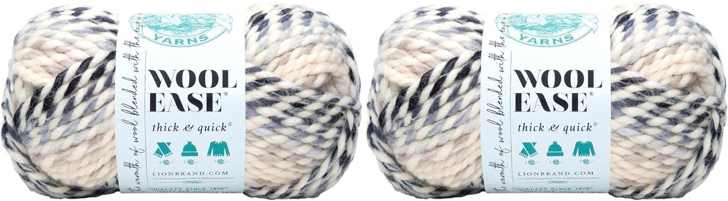 image:imageLion Brand Yarn WoolEase Thick amp Quick Yarn Celebration White 3 Pack Super Bulky Wool Acrylic Blend Fiber for Soft Hats Sweaters Chunky Blankets Yarn for Crochet Knitting Crafts WeavingMoonlight