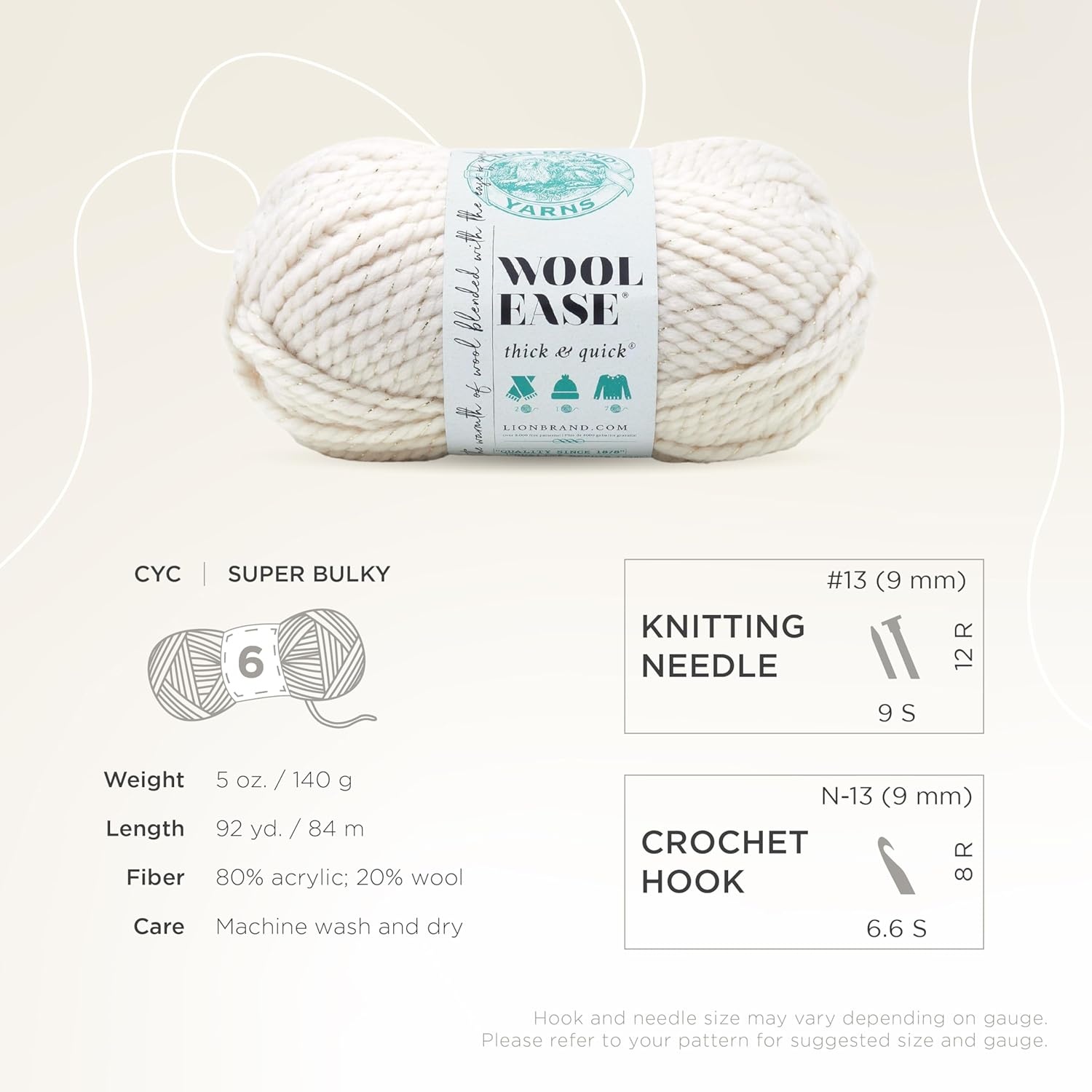 image:imageLion Brand Yarn WoolEase Thick amp Quick Yarn Celebration White 3 Pack Super Bulky Wool Acrylic Blend Fiber for Soft Hats Sweaters Chunky Blankets Yarn for Crochet Knitting Crafts WeavingStarlight