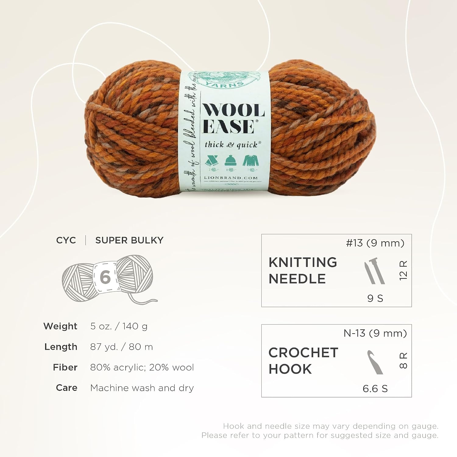 image:imageLion Brand Yarn WoolEase Thick amp Quick Yarn Celebration White 3 Pack Super Bulky Wool Acrylic Blend Fiber for Soft Hats Sweaters Chunky Blankets Yarn for Crochet Knitting Crafts WeavingFall Leaves