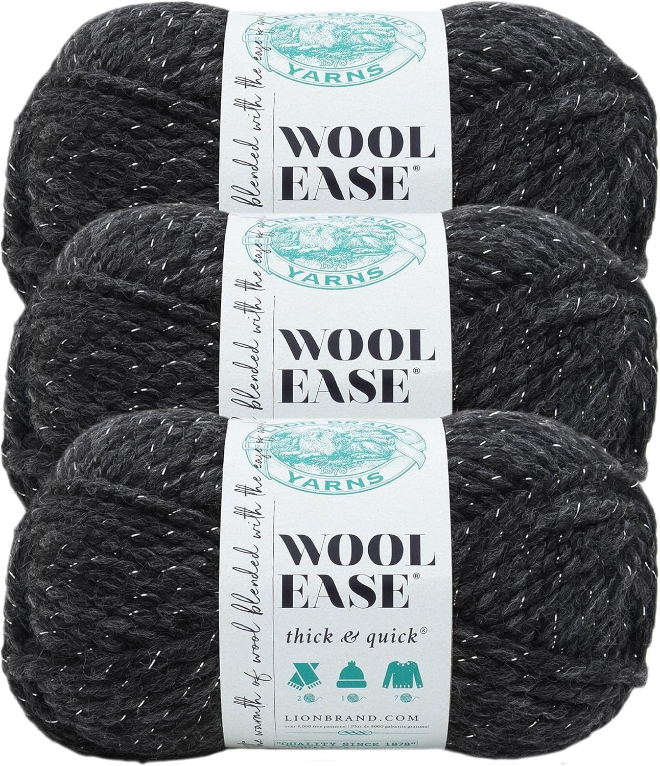 image:imageLion Brand Yarn WoolEase Thick and Quick Yarn Soft and Bulky Yarn for Knitting Crocheting and Crafting 3 Pack Abalone Super Bulky Wool Acrylic Blend Fiber for Soft Hats Sweaters Chunky Blankets Yarn for Crochet Knitting Crafts WeavingConstellation