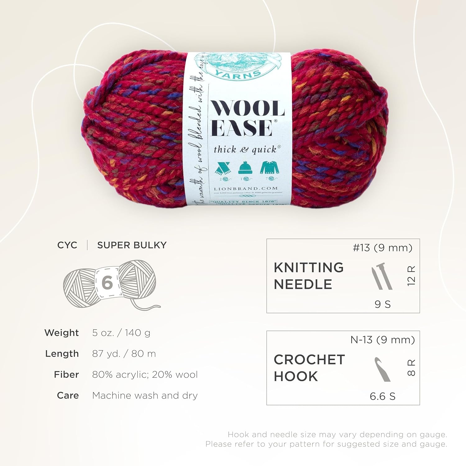 image:imageLion Brand Yarn WoolEase Thick and Quick Yarn Soft and Bulky Yarn for Knitting Crocheting and Crafting 3 Pack Abalone Super Bulky Wool Acrylic Blend Fiber for Soft Hats Sweaters Chunky Blankets Yarn for Crochet Knitting Crafts WeavingCampfire