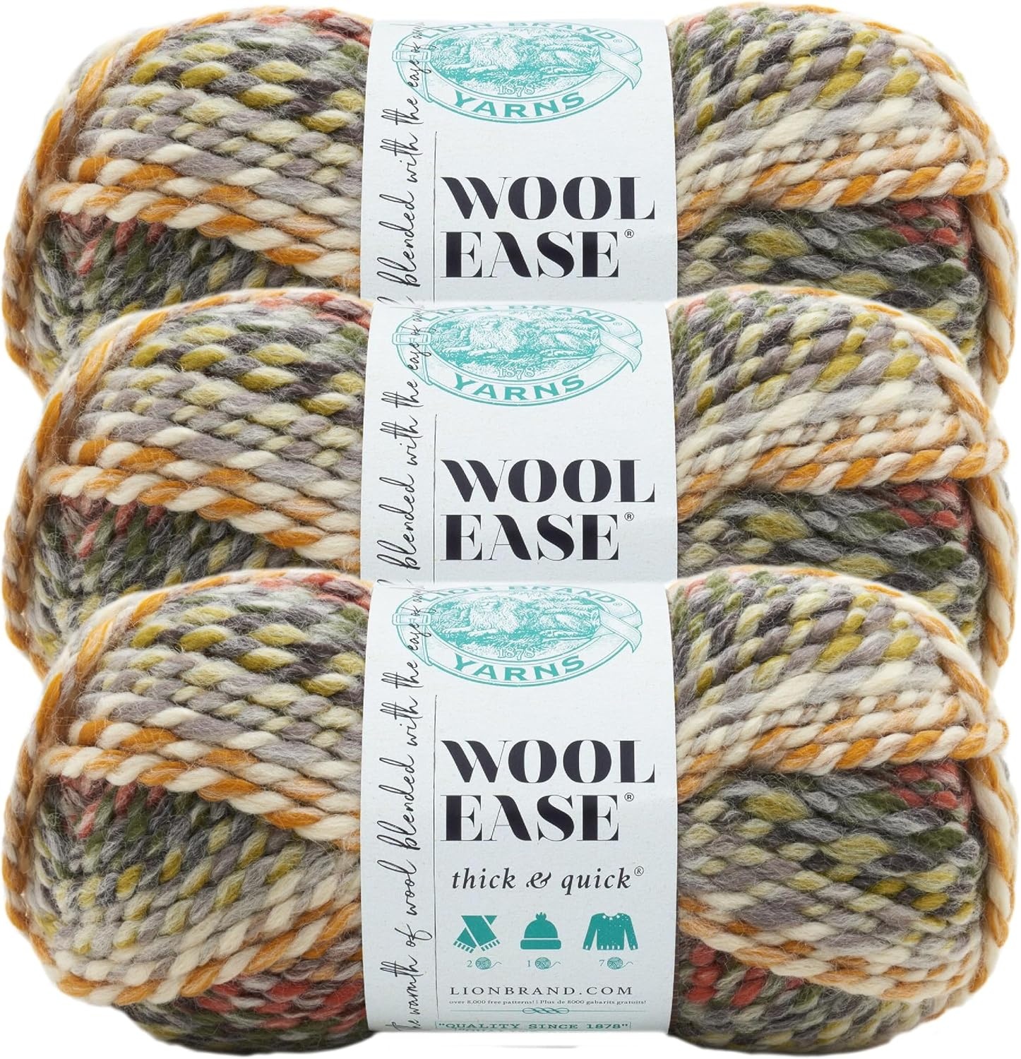image:imageLion Brand Yarn WoolEase Thick and Quick Yarn Soft and Bulky Yarn for Knitting Crocheting and Crafting 3 Pack Abalone Super Bulky Wool Acrylic Blend Fiber for Soft Hats Sweaters Chunky Blankets Yarn for Crochet Knitting Crafts WeavingConey Island